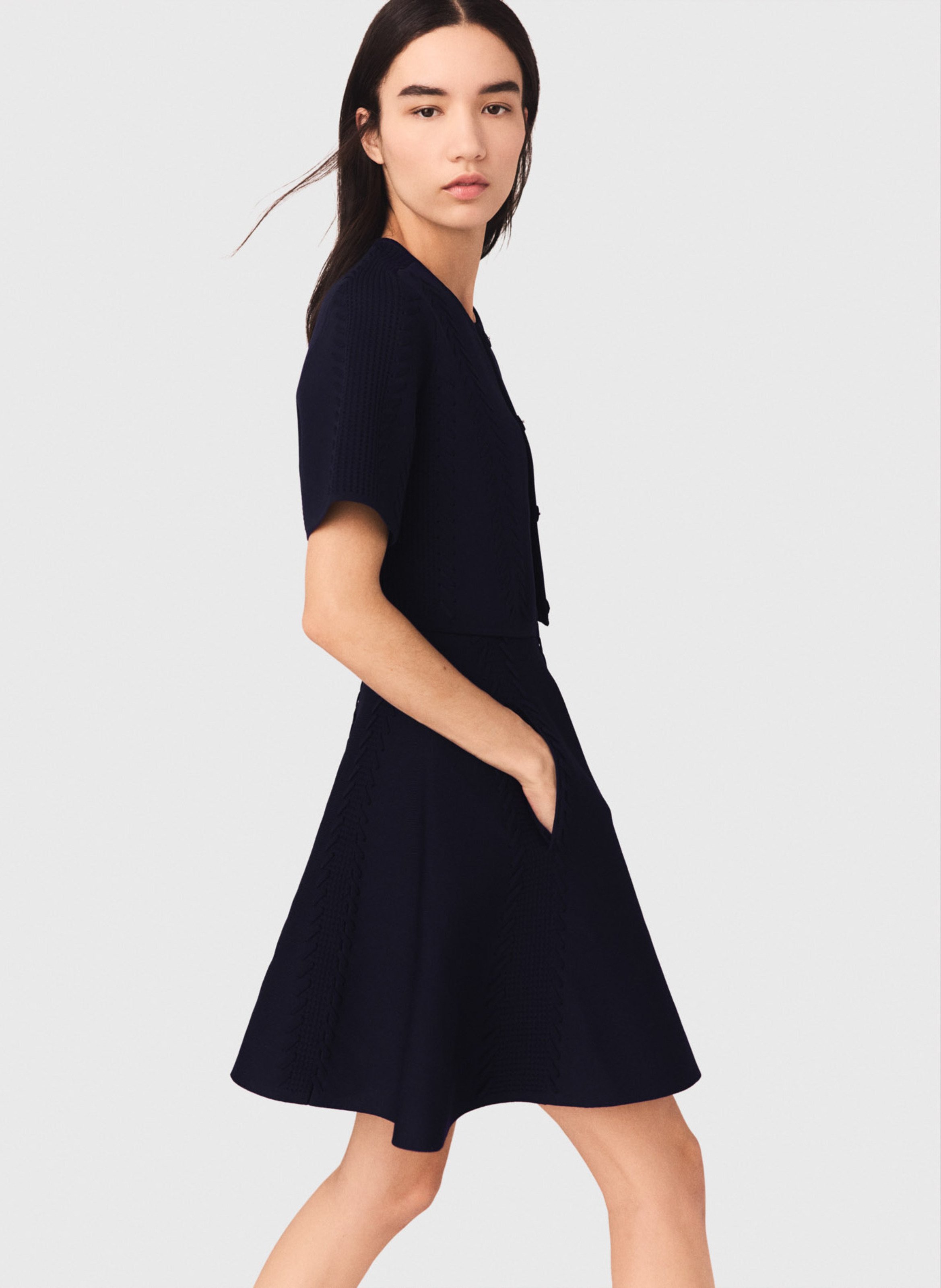 Cardigan court en maille tressée | Bleu MAJE Femme