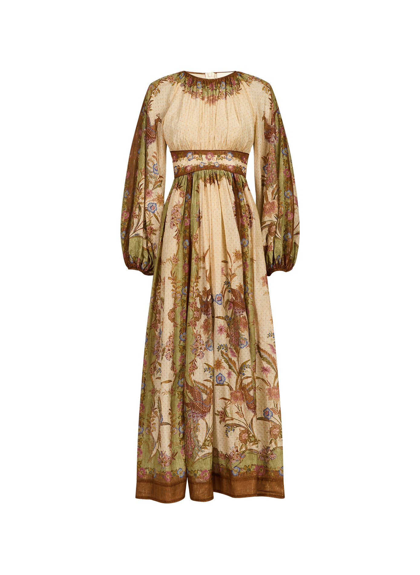 Cinched waist maxi dress with floral print "Indra" ZIMMERMANN Khaki