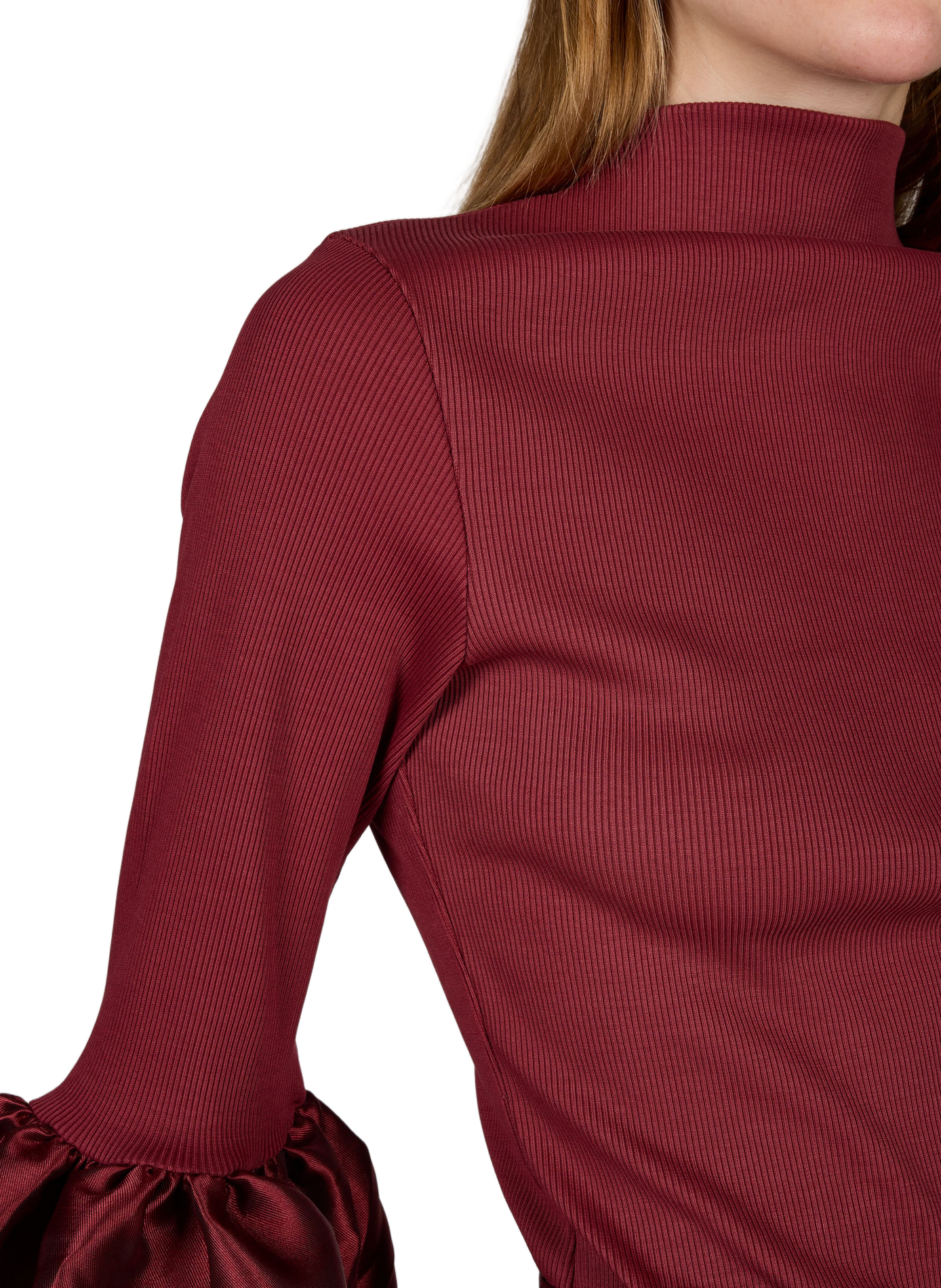 Ribbed top with long puffed satin sleeves in a cotton blend MARQUES ALMEIDA Red