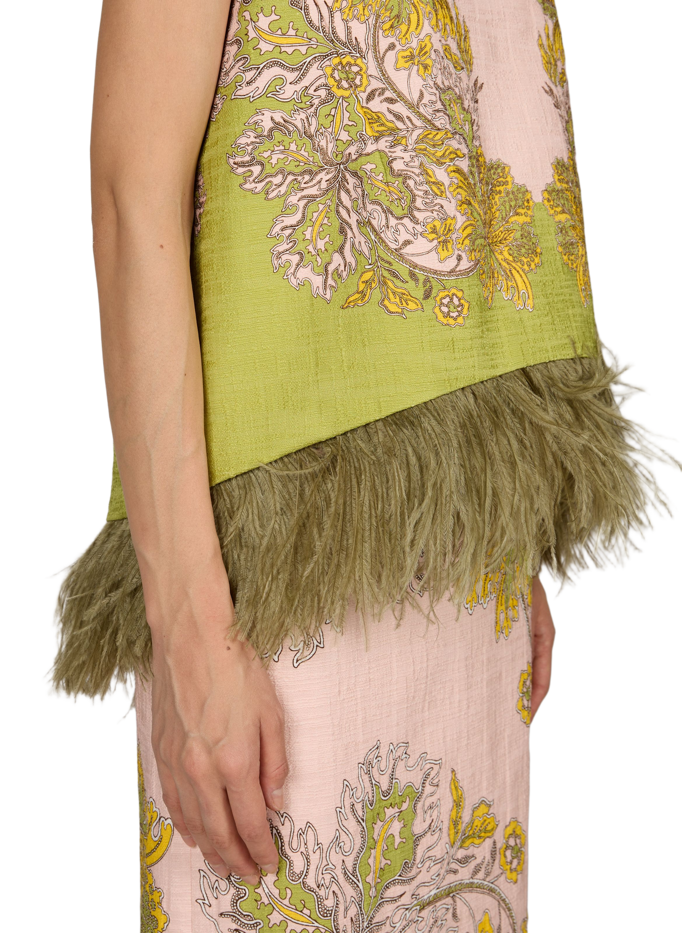 Top sans manches à plumes en coton mélangé LA DOUBLEJ Rose