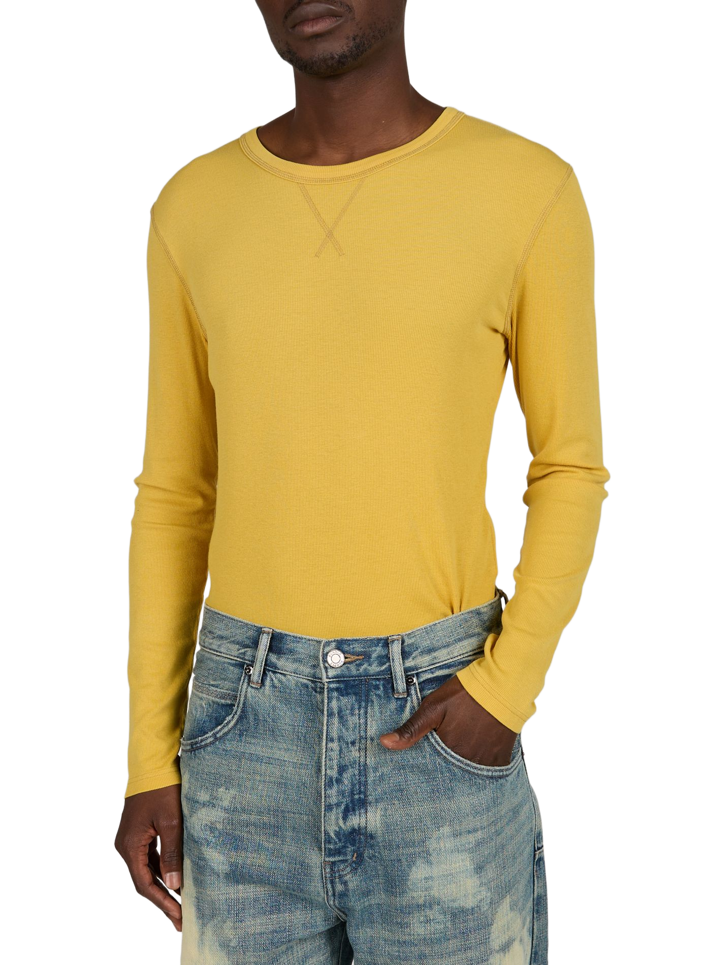 T-shirt droit col rond à imprimé ACNE STUDIOS Jaune