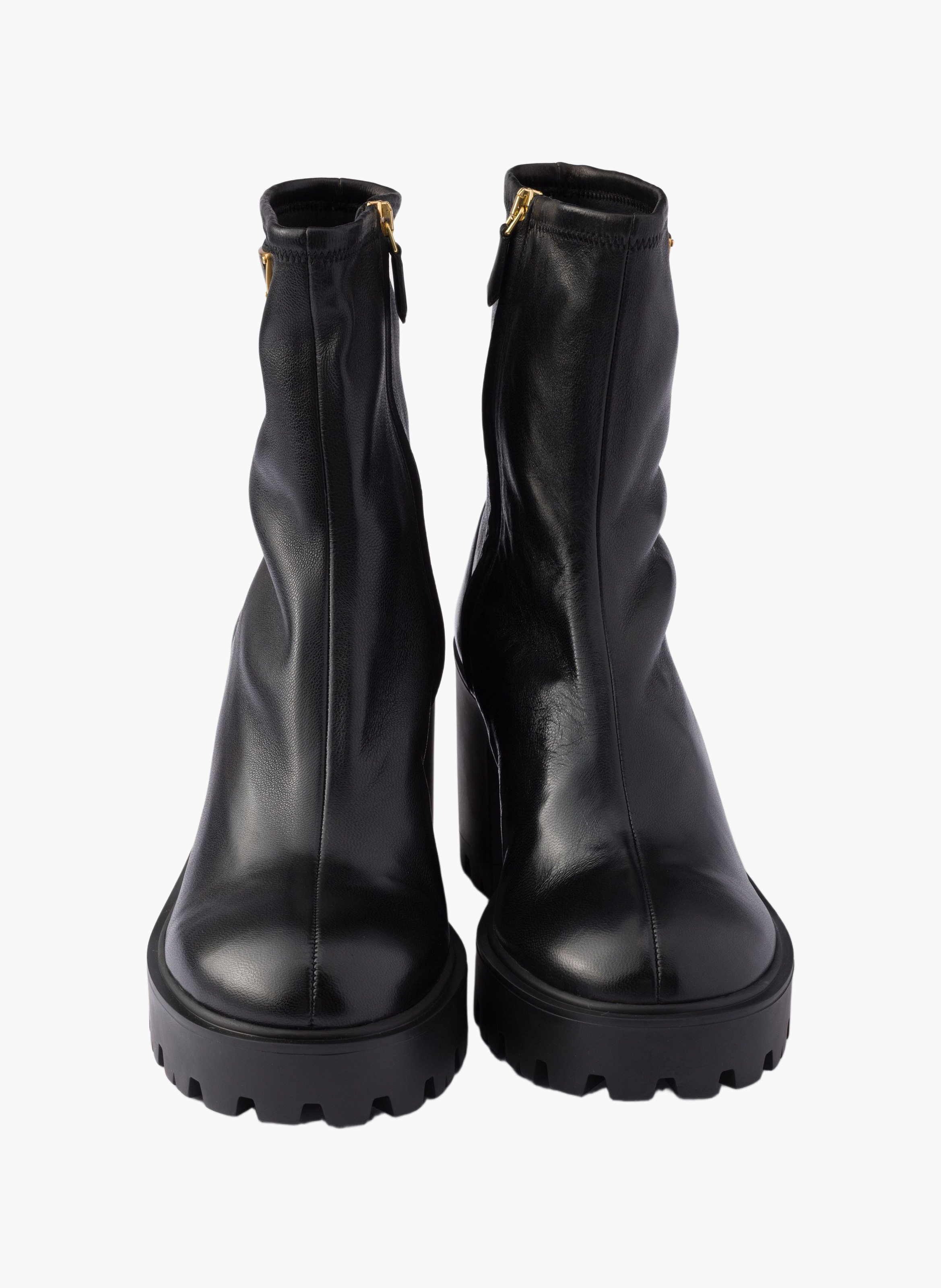 Bottines en cuir nappa stretch PRADA Noir