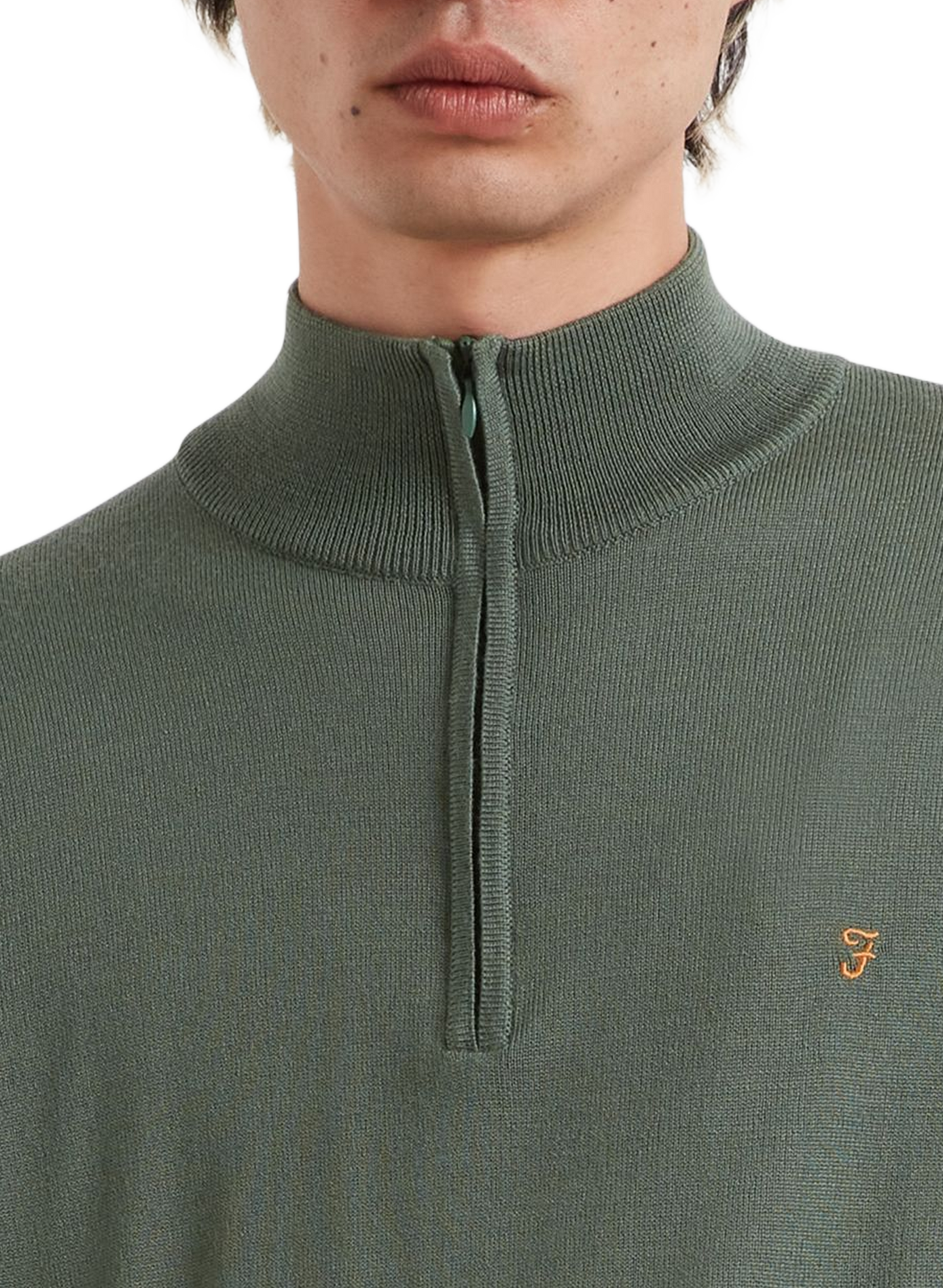 Gerader Pullover mit Troyerkragen aus Merinowolle FARAH Grun
