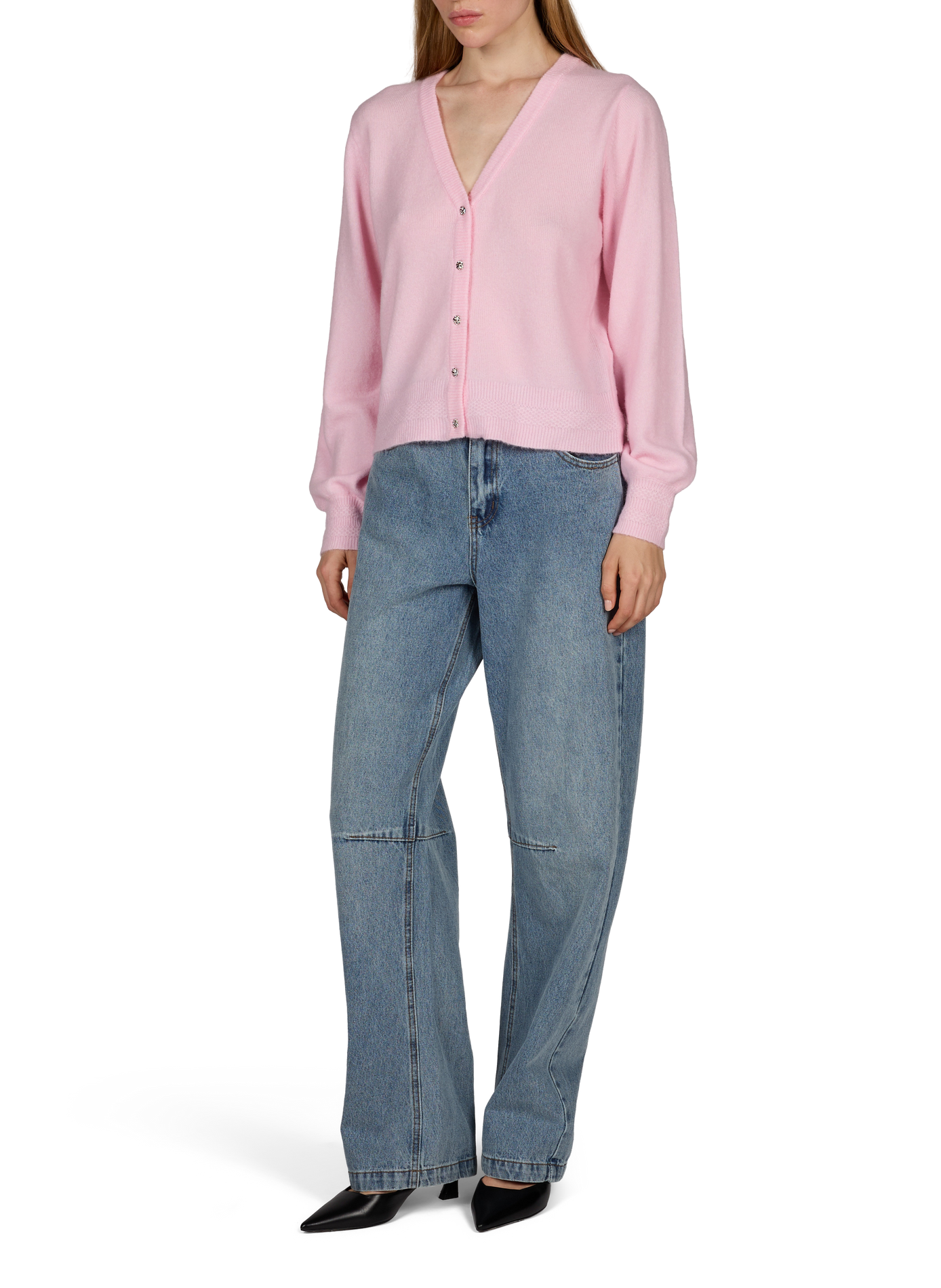 Straight V-neck vest OBJECT Pink
