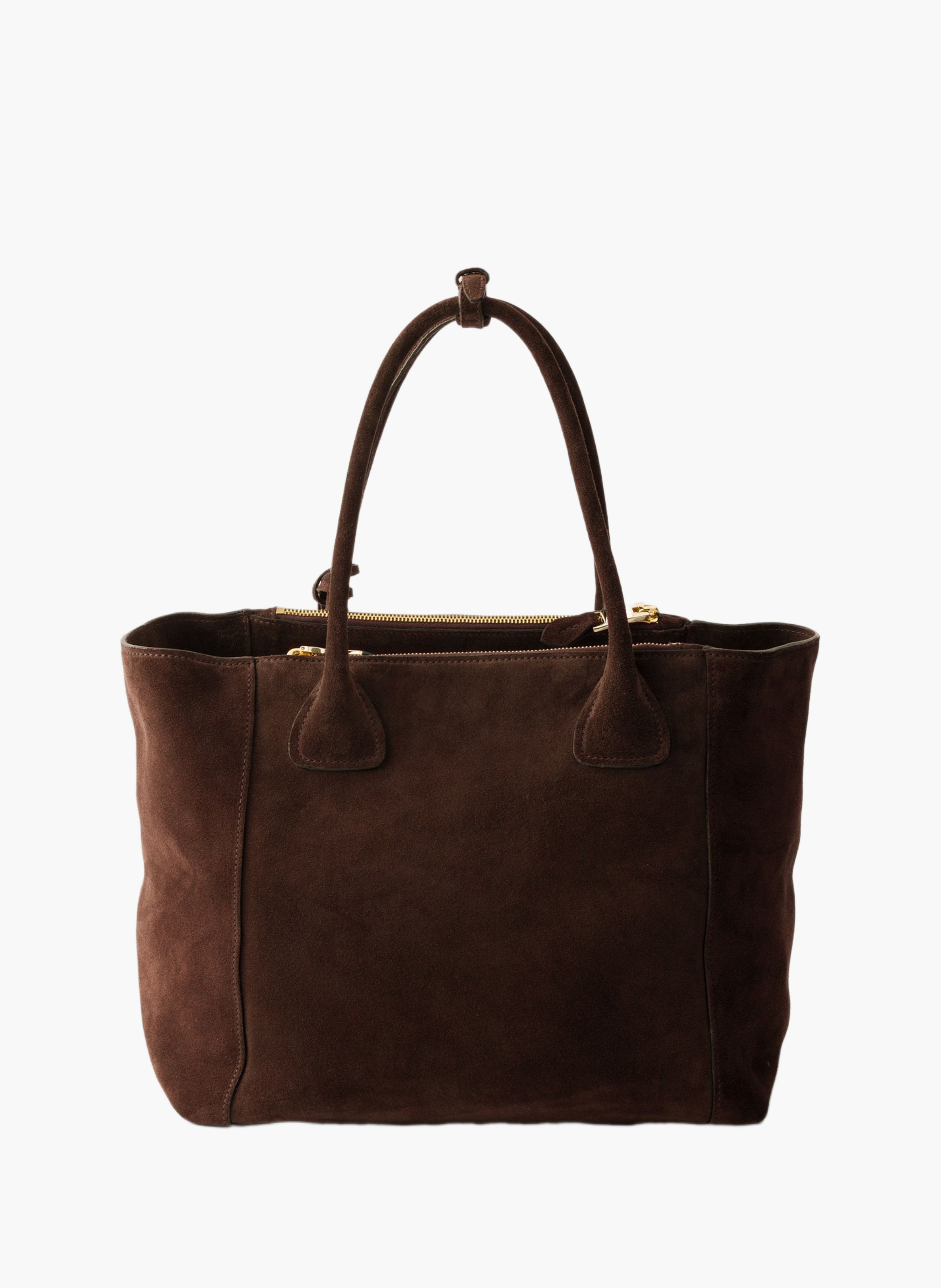 Grand cabas en veau velours PRADA Marron