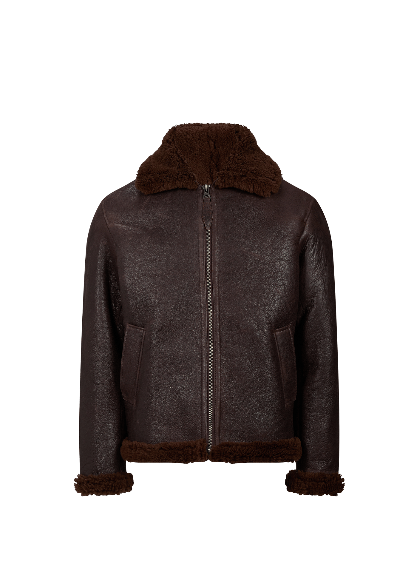 Veste col classique en cuir SCHOTT Marron