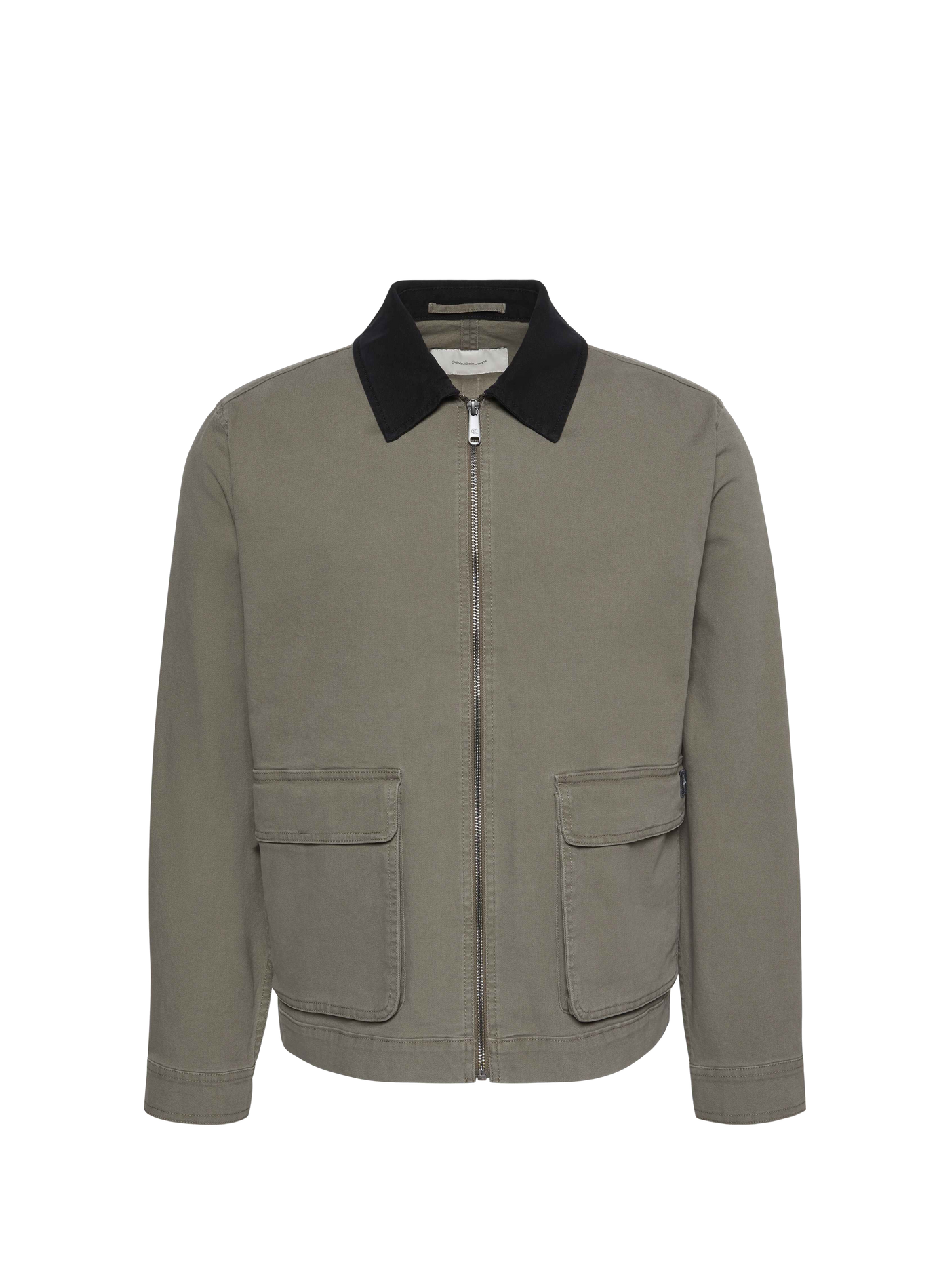 Blouson droit col classique en coton mélangé CALVIN KLEIN Kaki