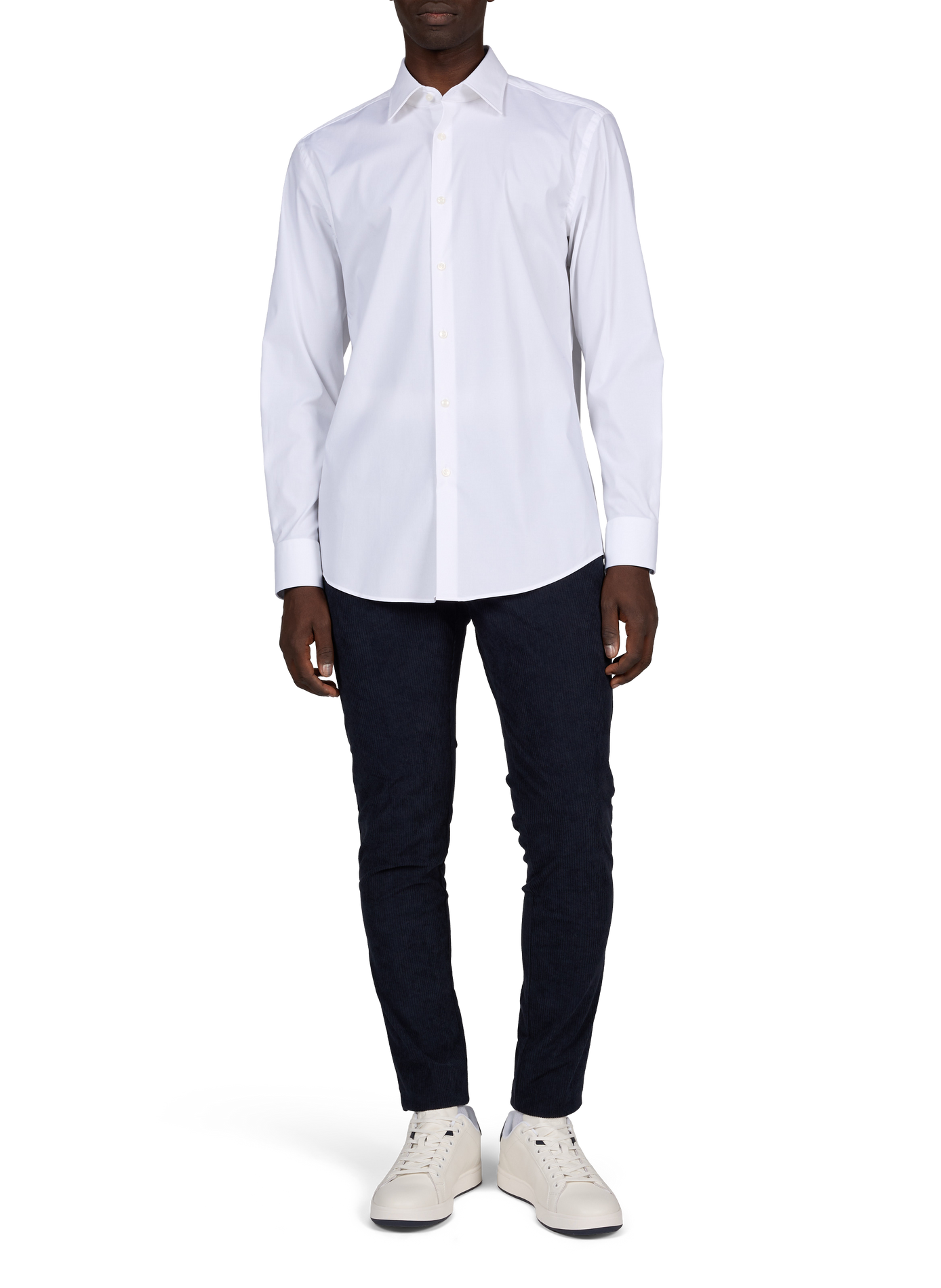 Camisa entallada de algodón mezclado BOSS Blanco