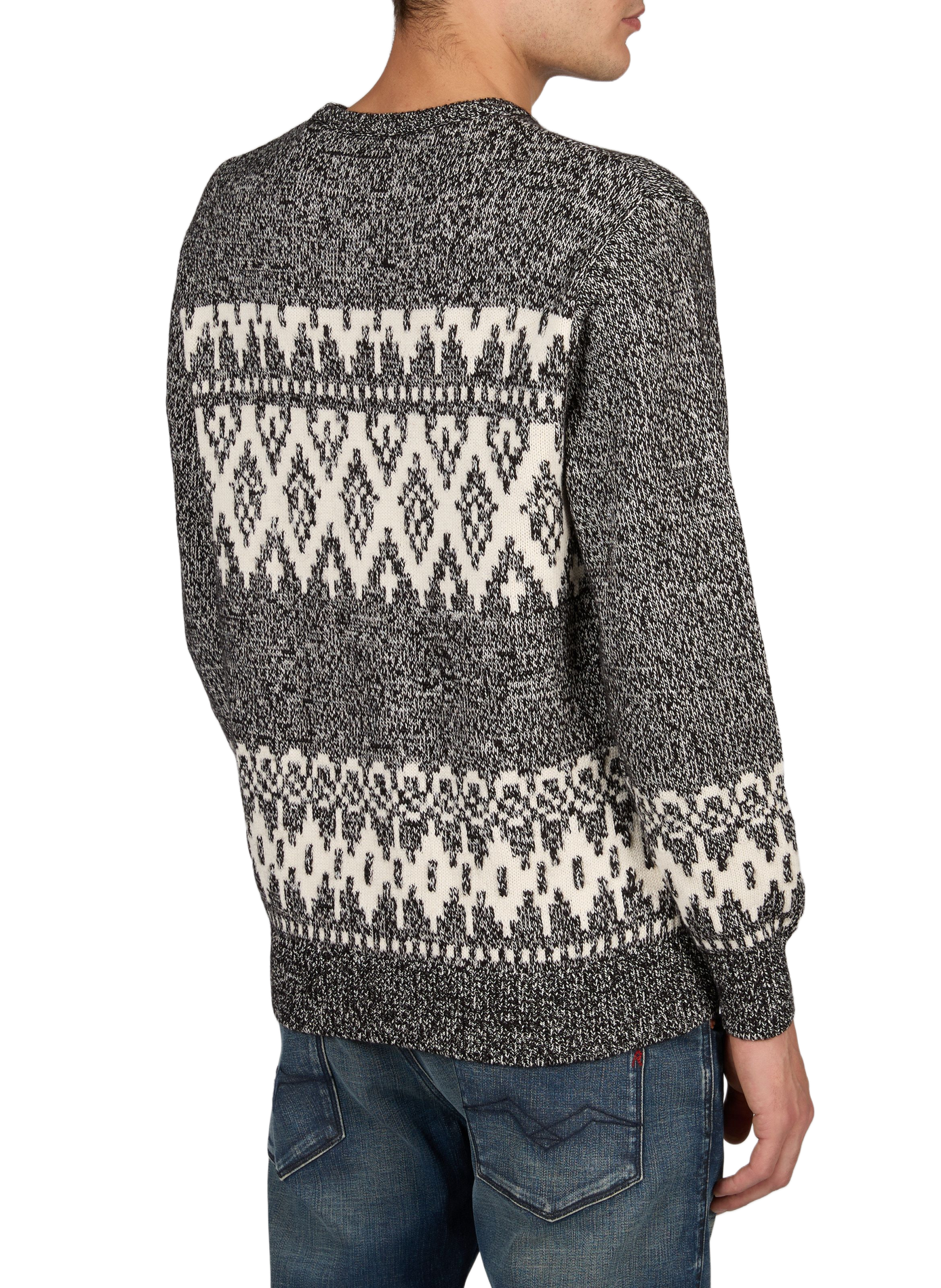 Gerader Pullover aus zweifarbigem Strick REPLAY Schwarz