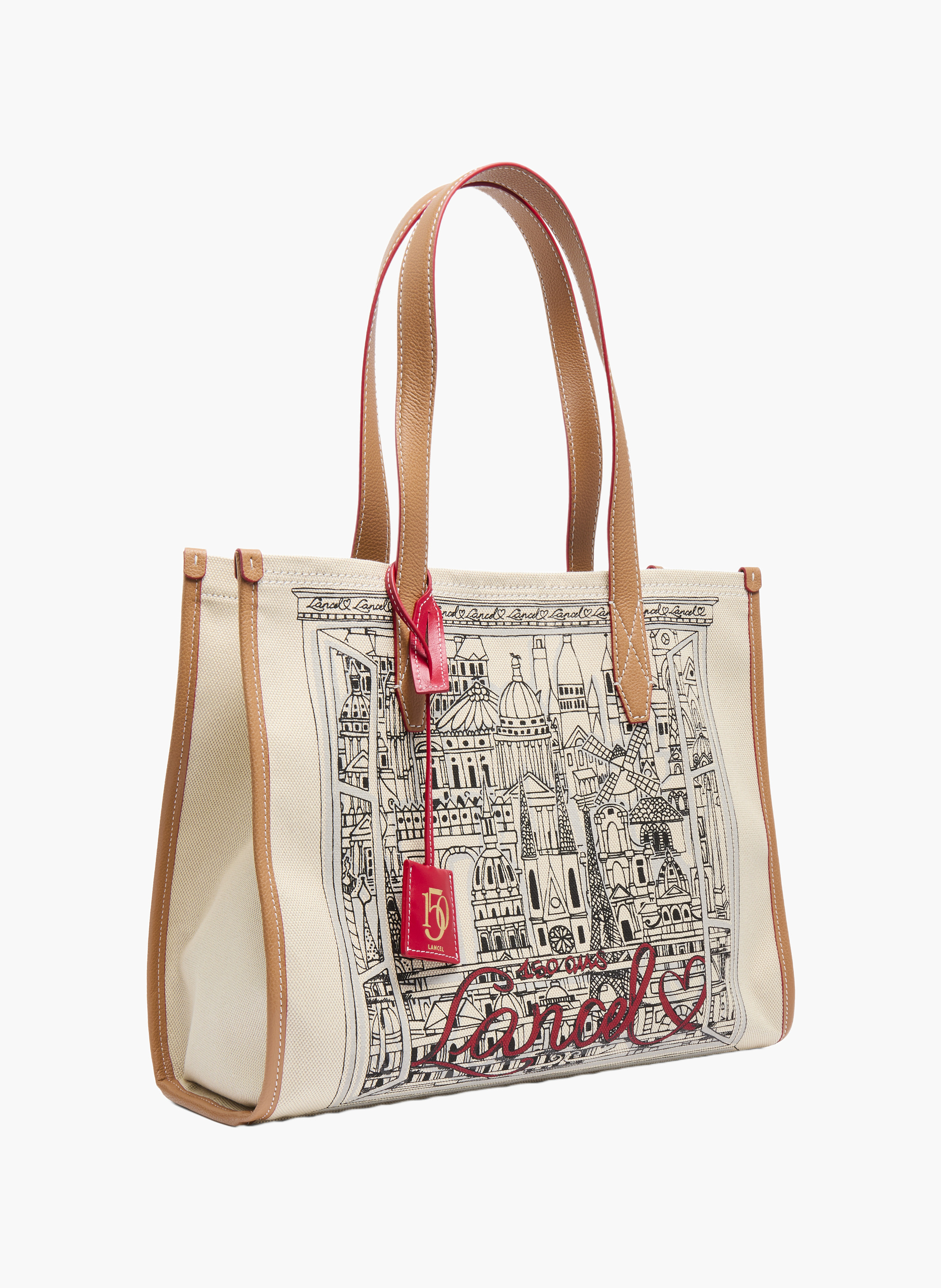 Sac cabas capsule lancel 150y en animation toile 150y : toile texturee & cuir de vachette lisse LANCEL Multicolore