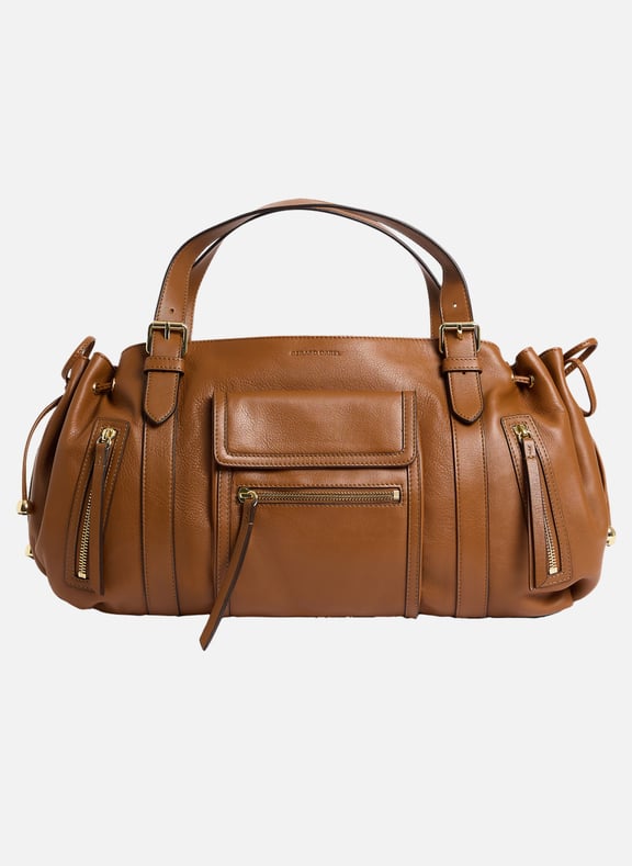Sac à main en cuir avec poches zippées - st germain Marron by GERARD DAREL GERARD DAREL Sac à main en cuir avec poches zippées - st germain Marron