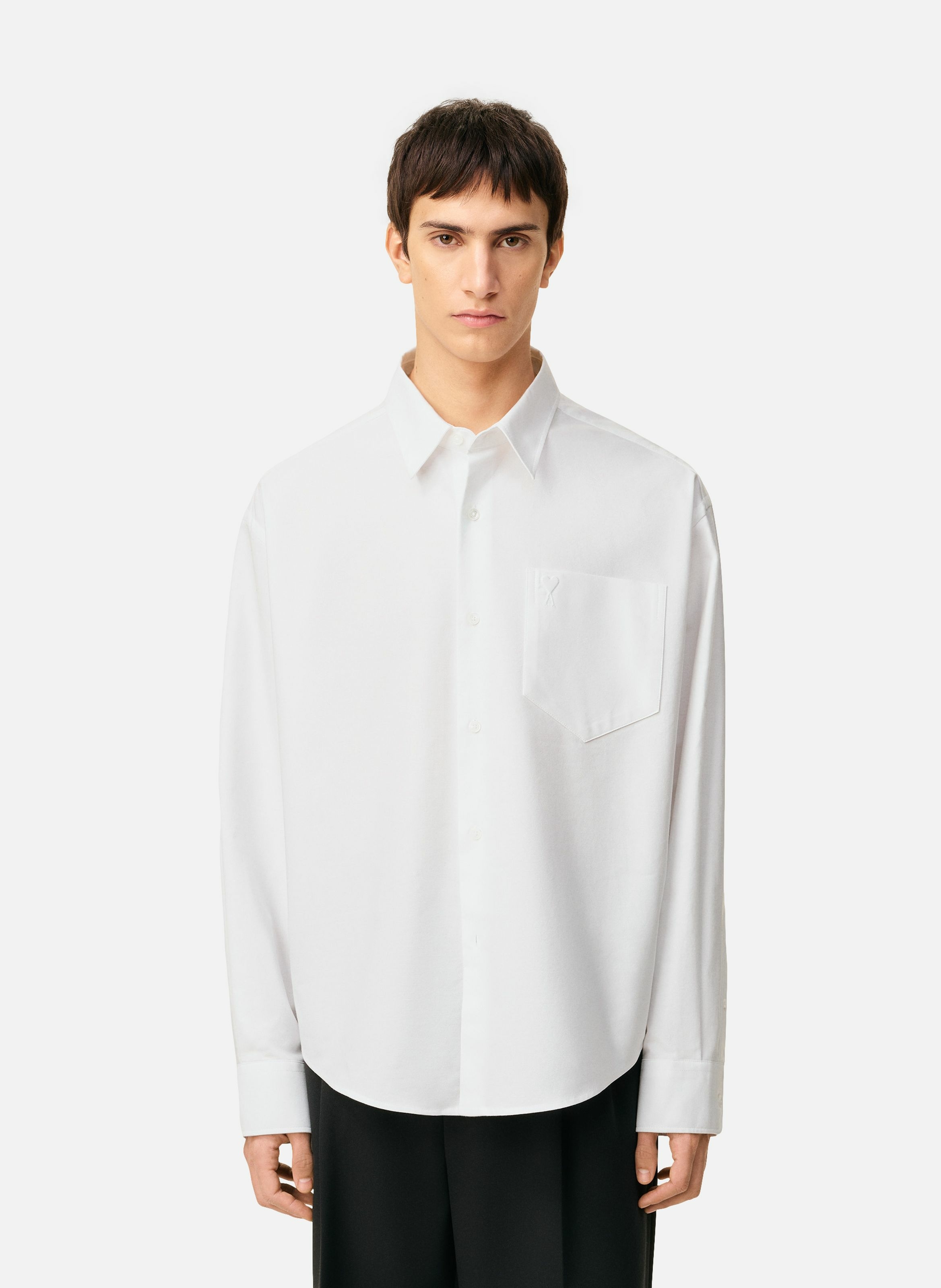 Chemise boxy ami de coeur en coton unisexe AMI PARIS Blanc