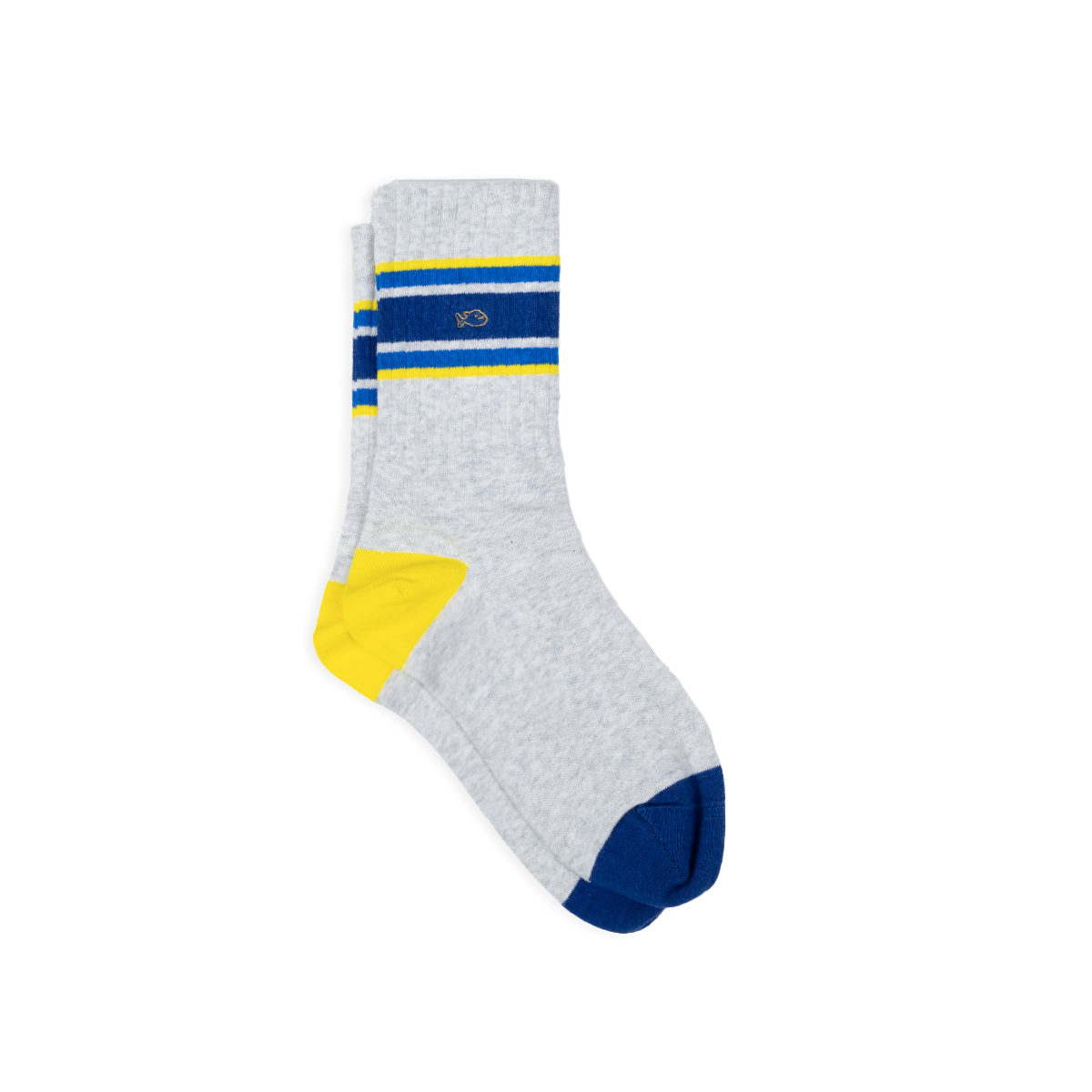 Chaussettes en coton peigné retro  Gris chiné, bleu et jaune