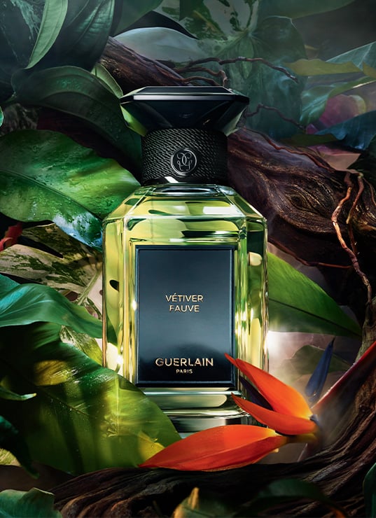 nouveau parfum Guerlain 2025, Vétiver Fauve Guerlain, parfum vétiver frais, parfum jungle homme femme, flacon vert Guerlain
