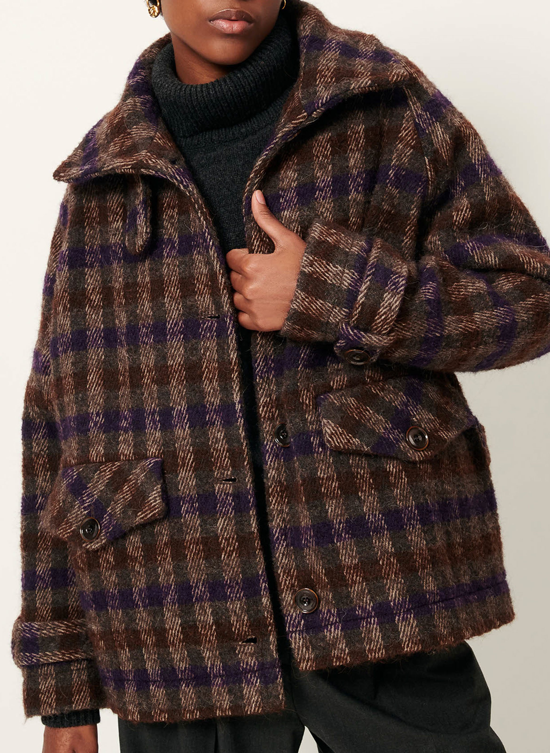 Manteau oversize à carreaux lee valley SESSUN Marron