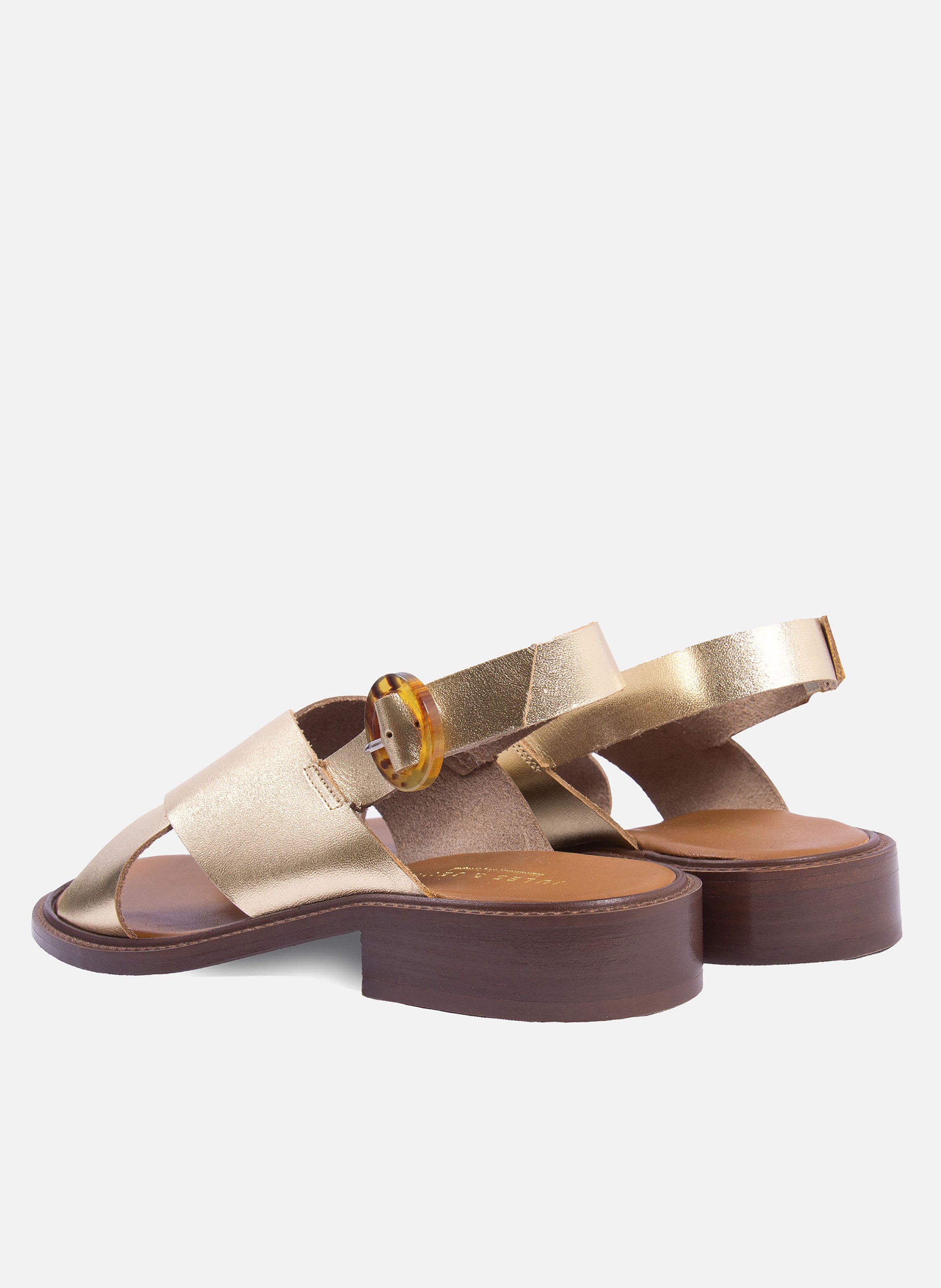 Sandales plates boucle écaille cuir JULES & JENN Doré