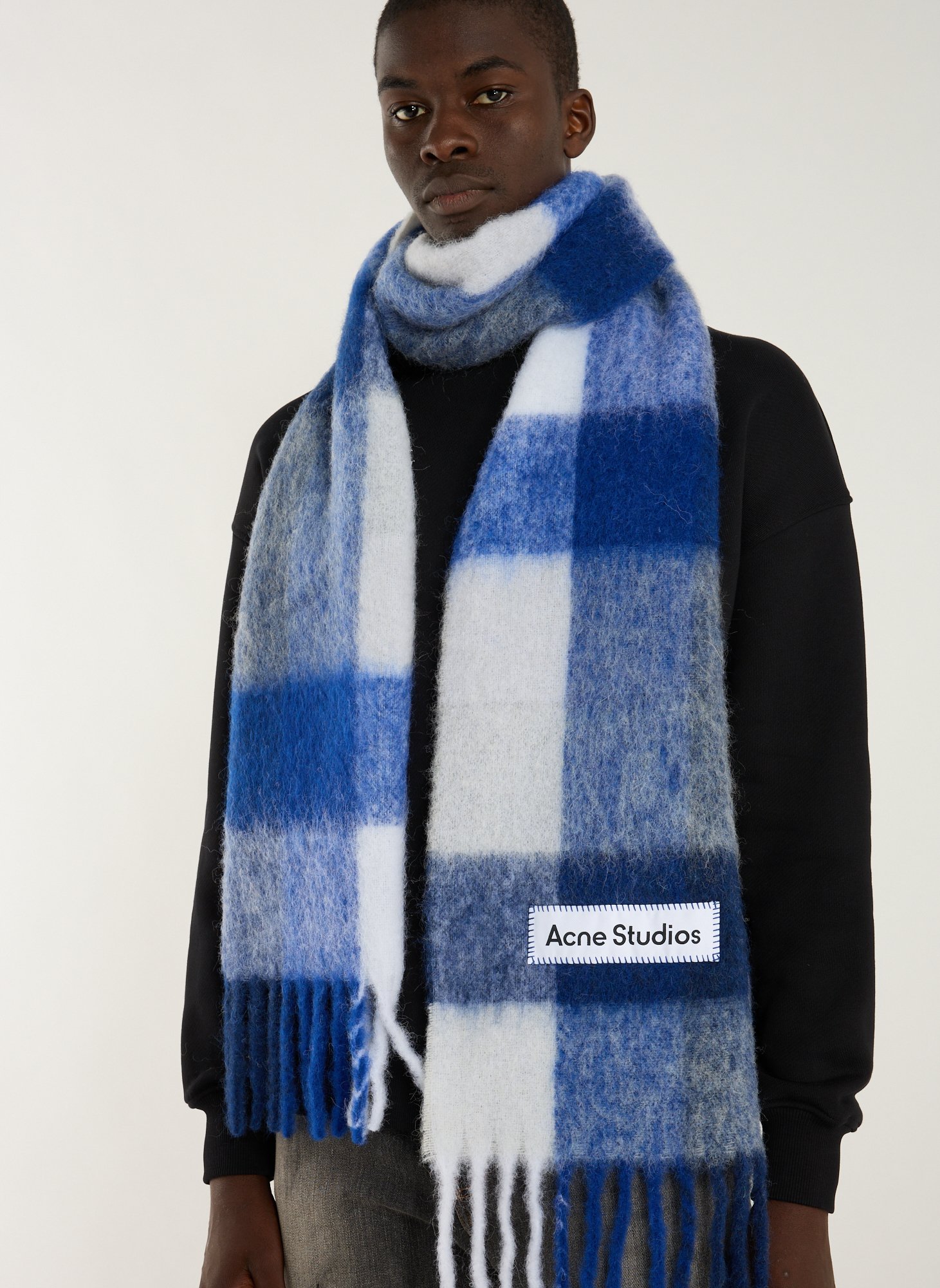 Echarpe Large Check en alpaga, laine et mohair mélangés ACNE STUDIOS Multicolore