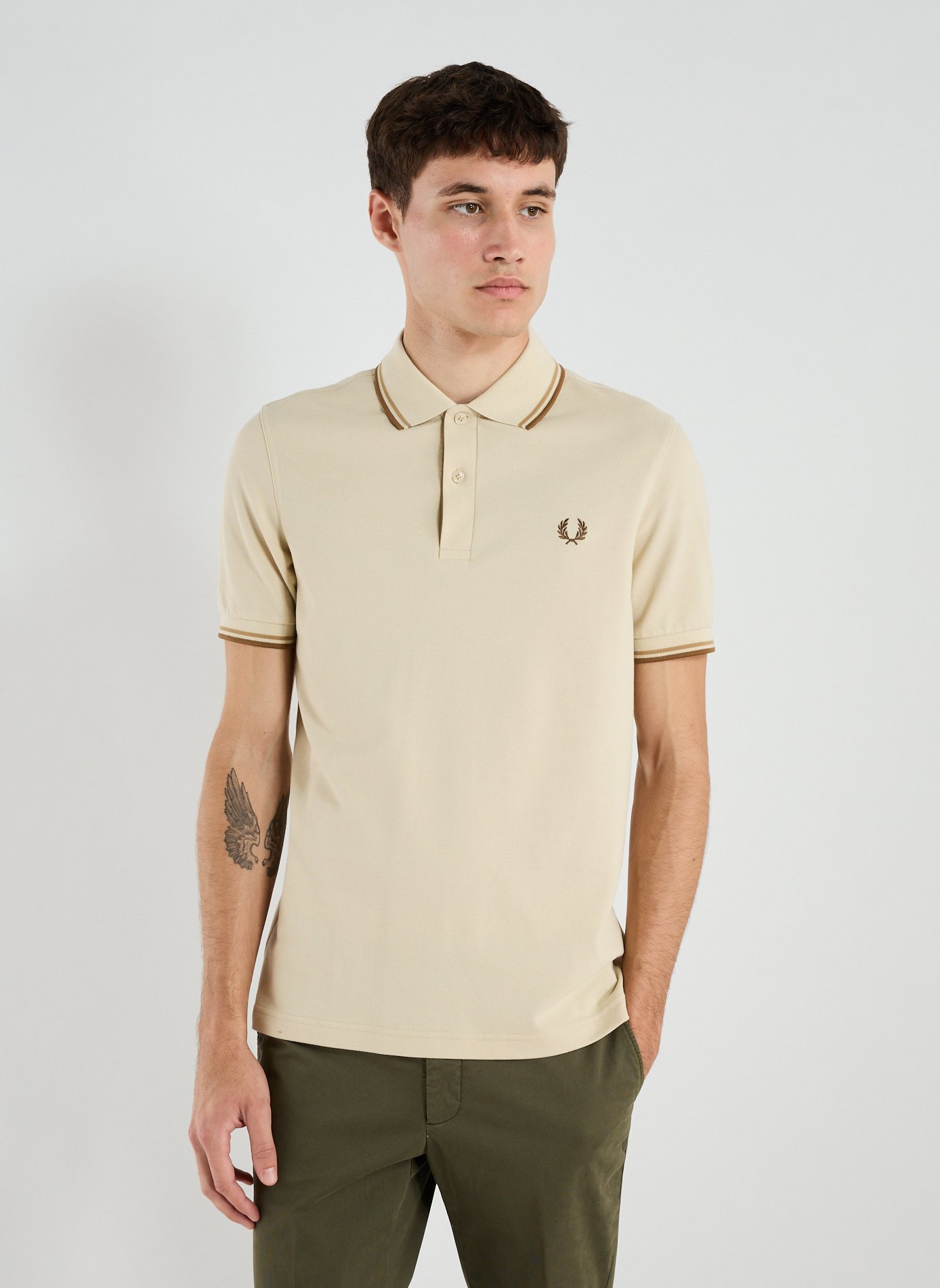 FRED PERRY Polo en coton piqué Beige