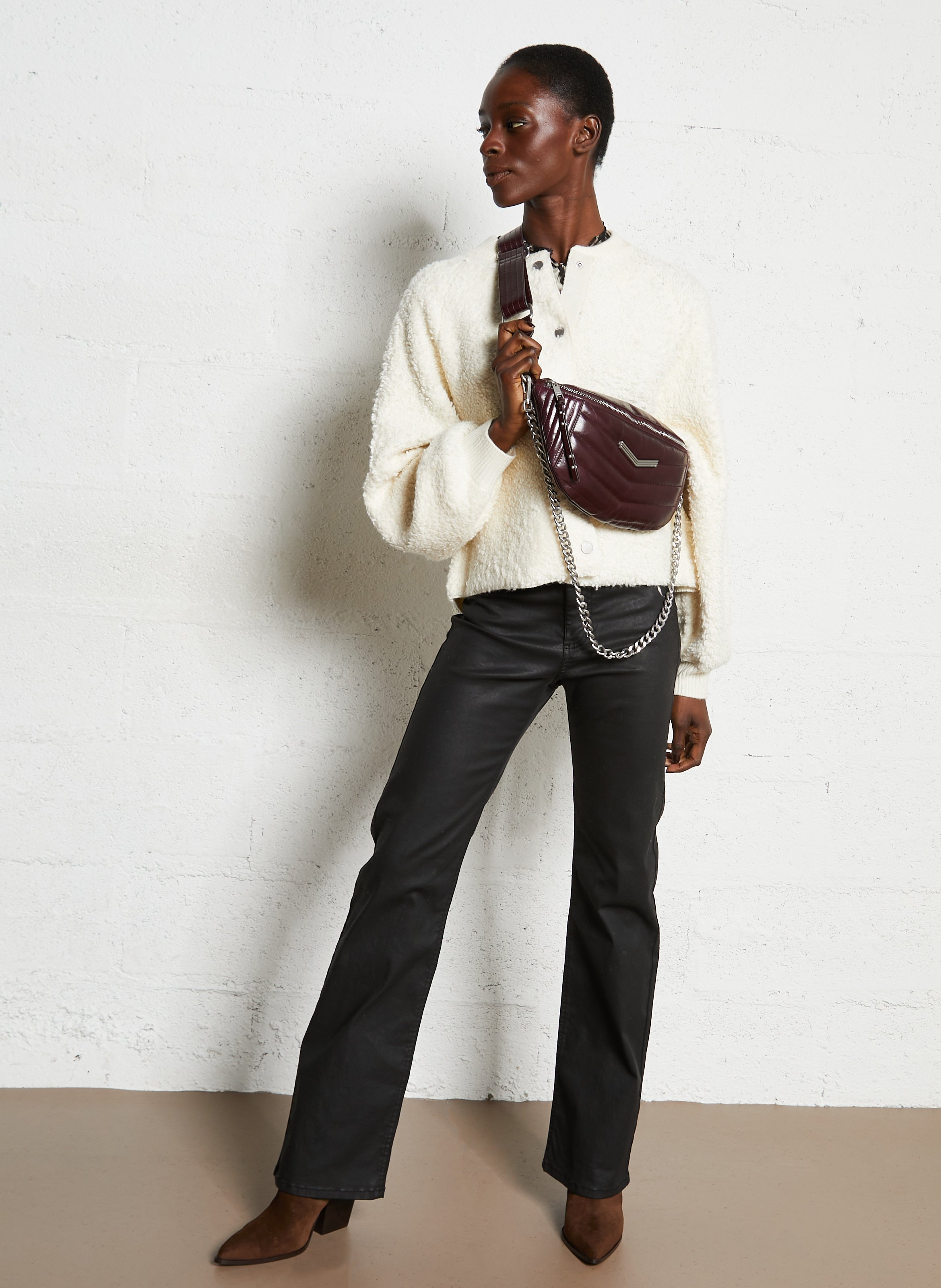 Sac banane matelassé à zip en cuir the 1 pocket belt IKKS Violet