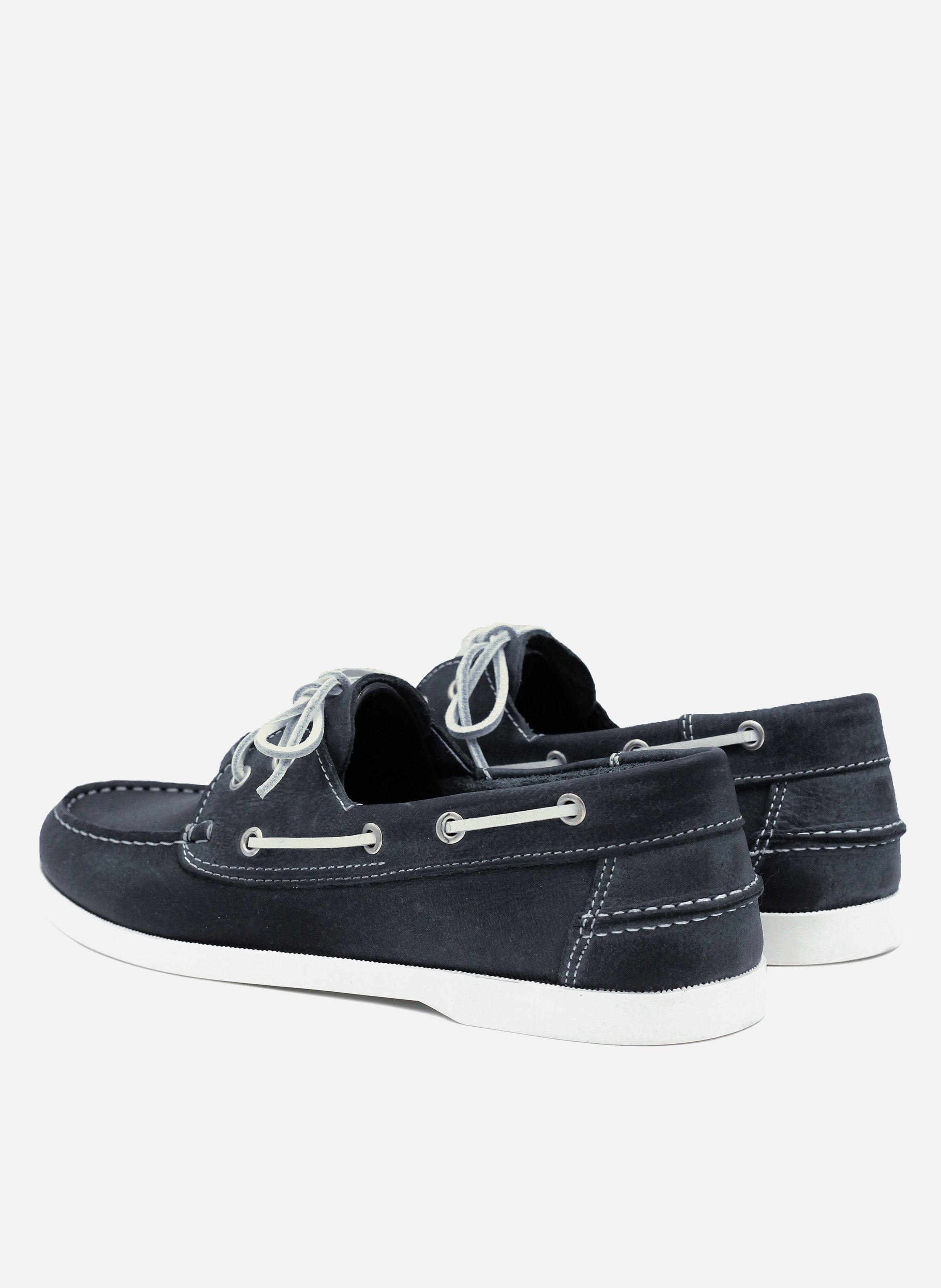 Chaussures bateau cuir mat brossé JULES & JENN Bleu