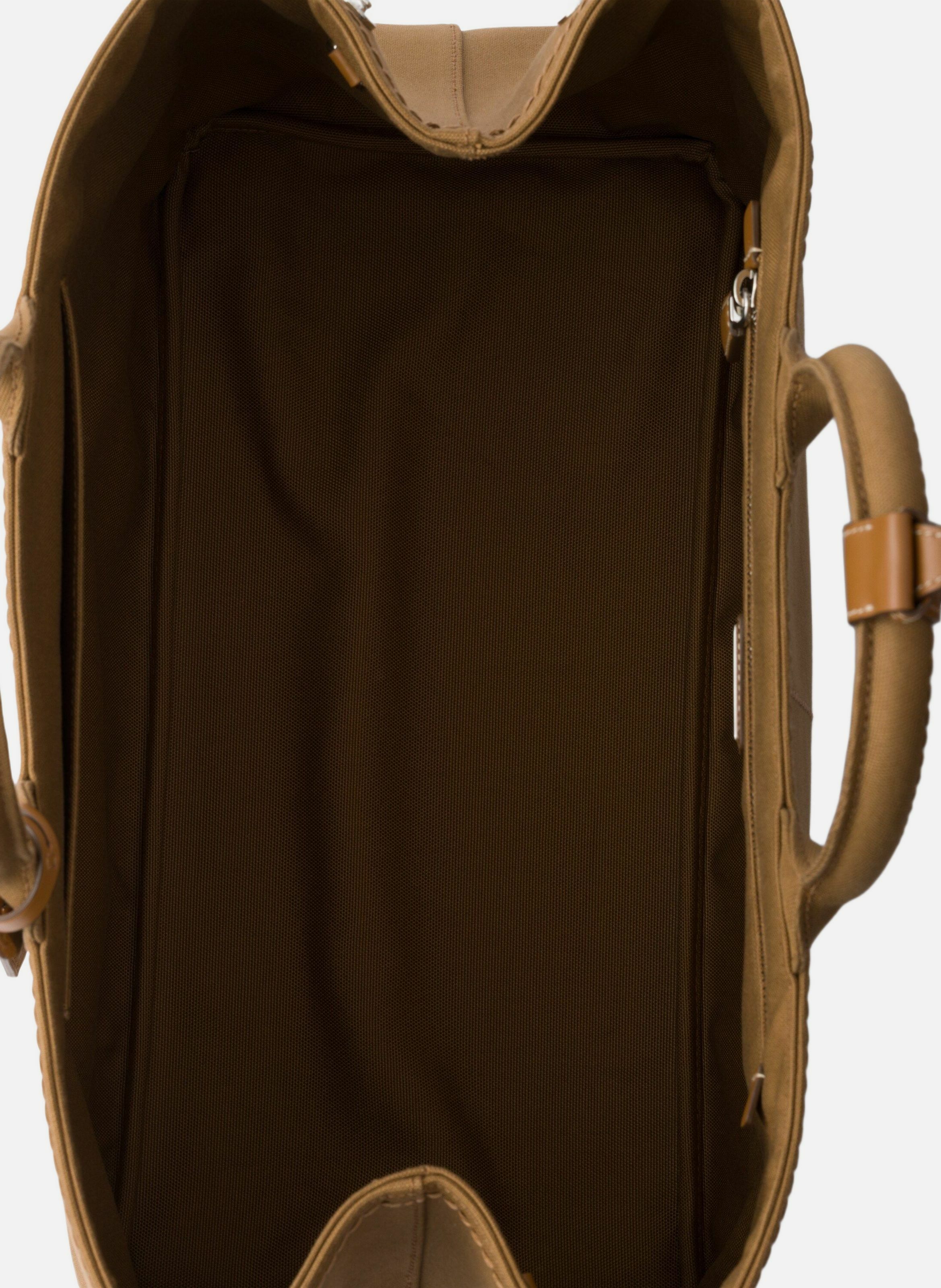 Très grand cabas prada jardinière en toile PRADA Marron