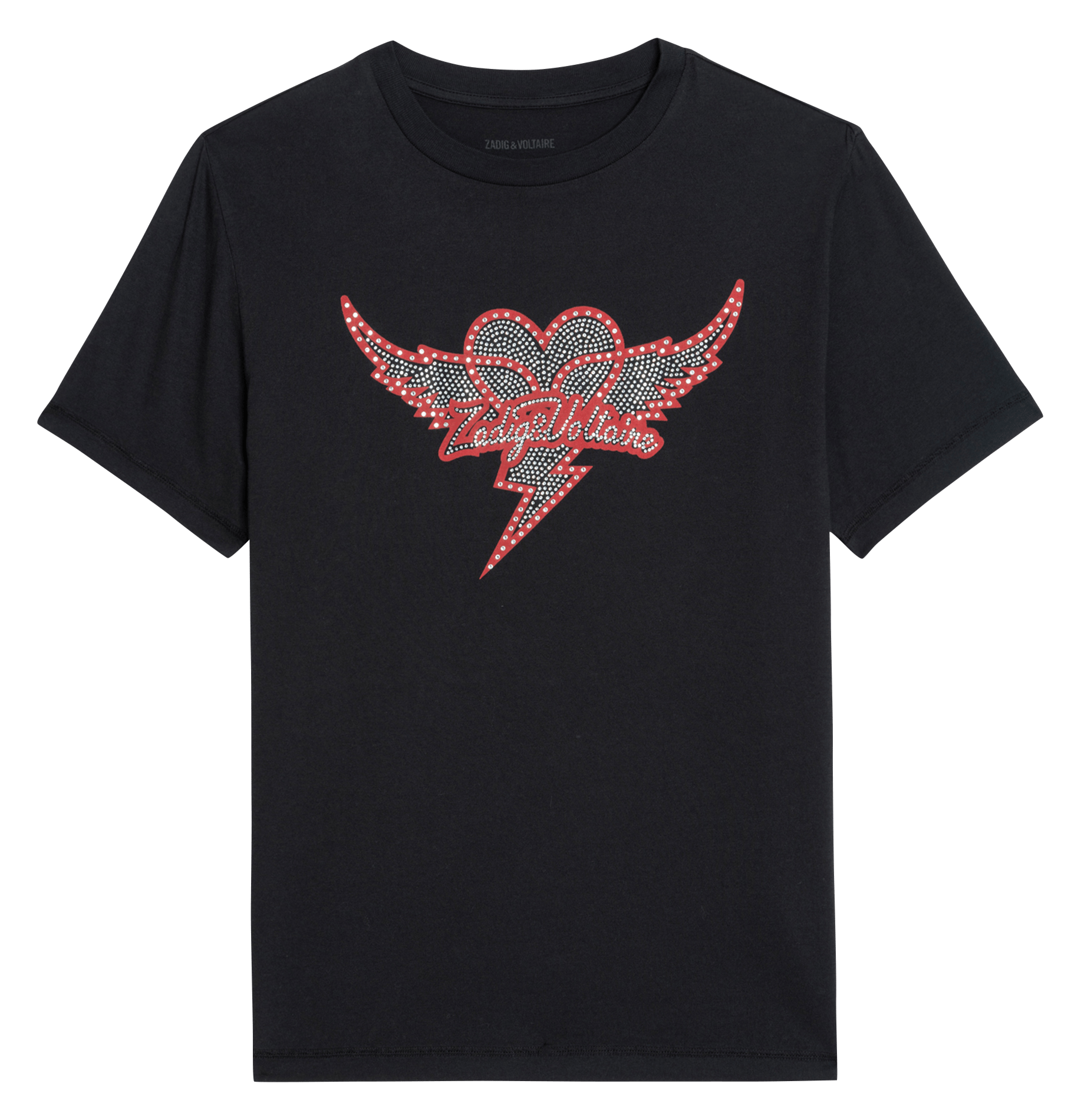 Tee-shirt droit col rond en coton edwin ZADIG&VOLTAIRE Noir