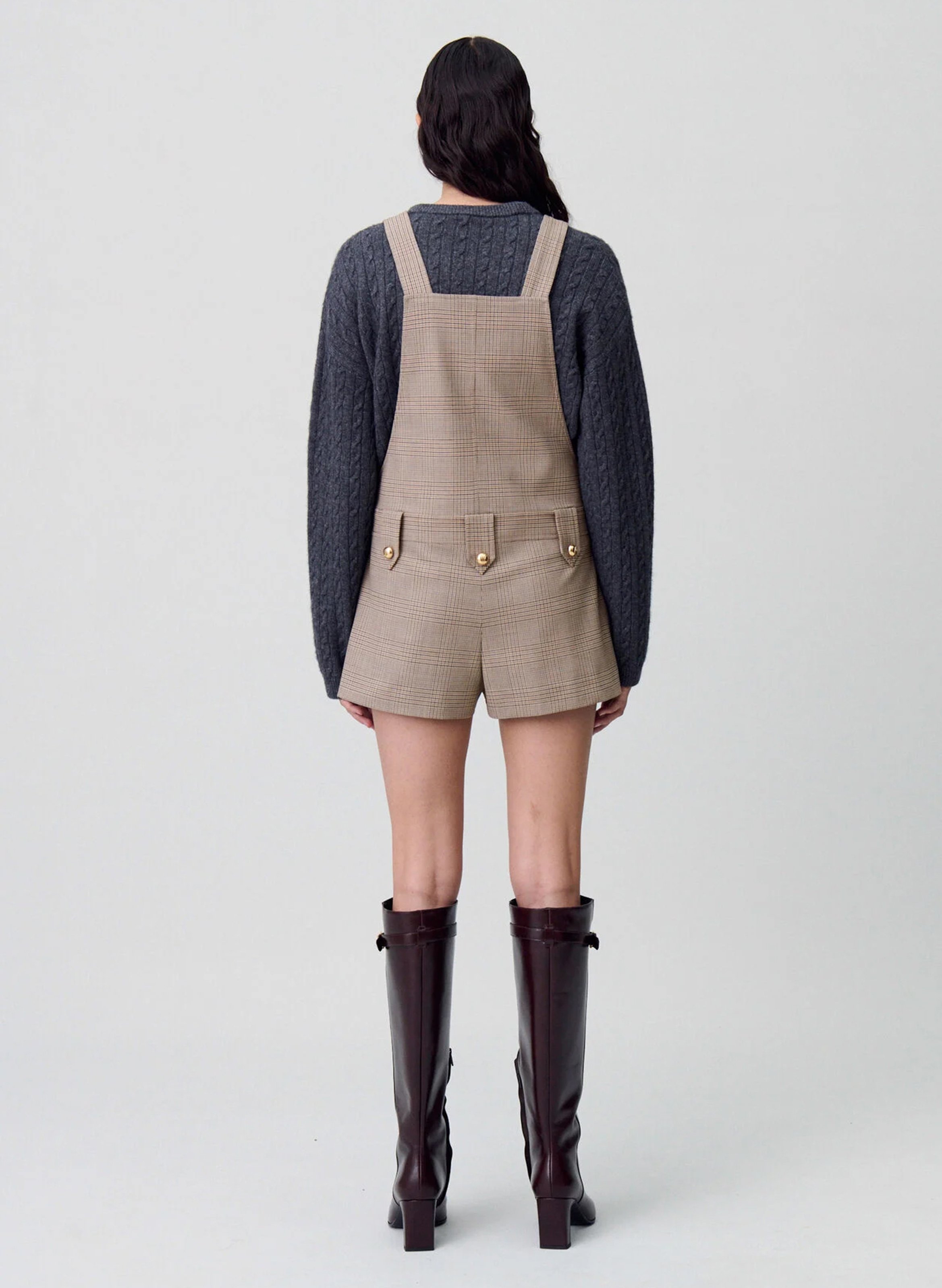 Combi-short salopette à carreaux en laine mélangée CLAUDIE PIERLOT Multicolore