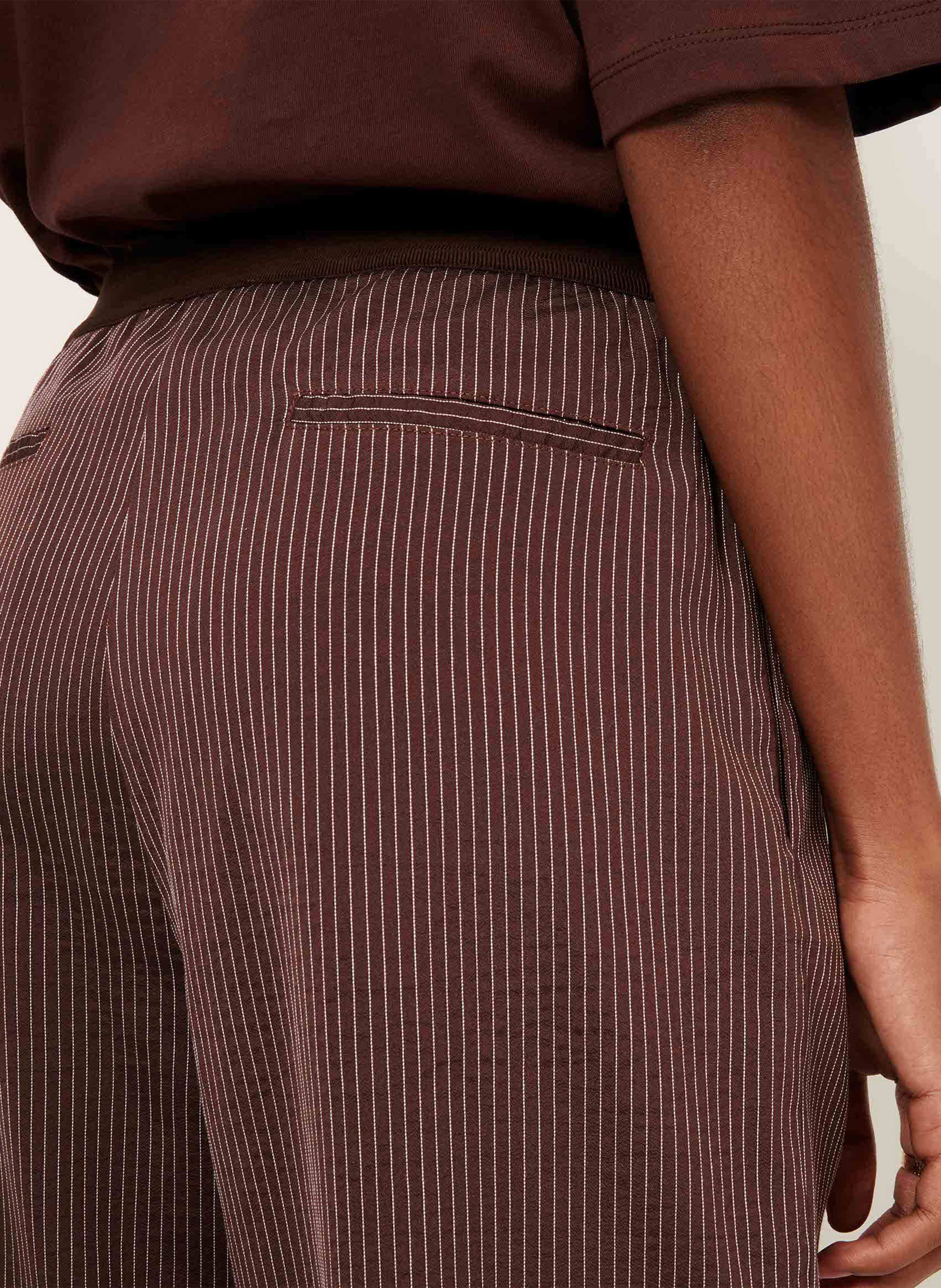 Pantalon élastiqué droit à rayures ginza p SESSUN Marron