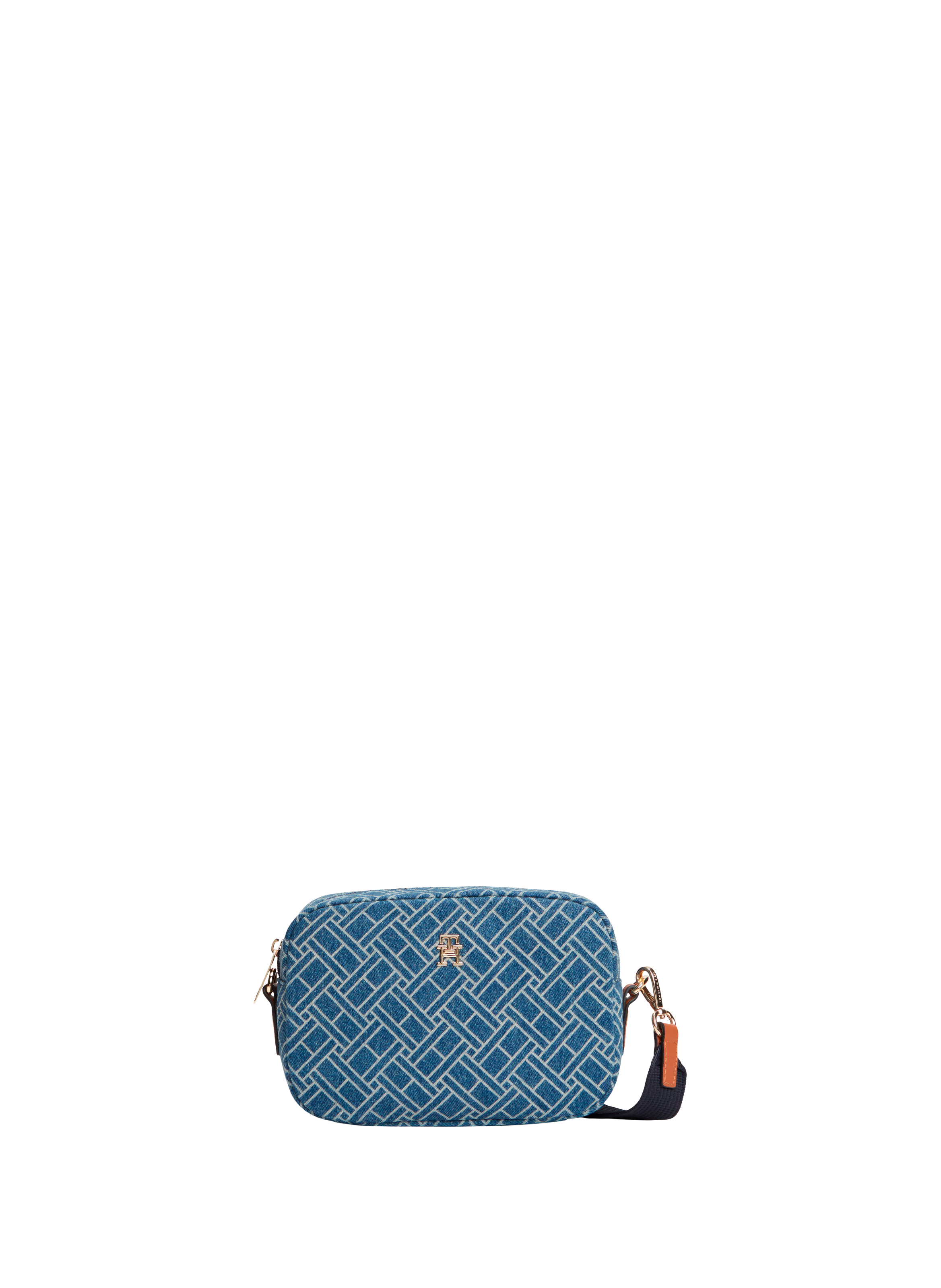 Sac à bandoulière à imprimé monogramme en coton TOMMY HILFIGER Bleu