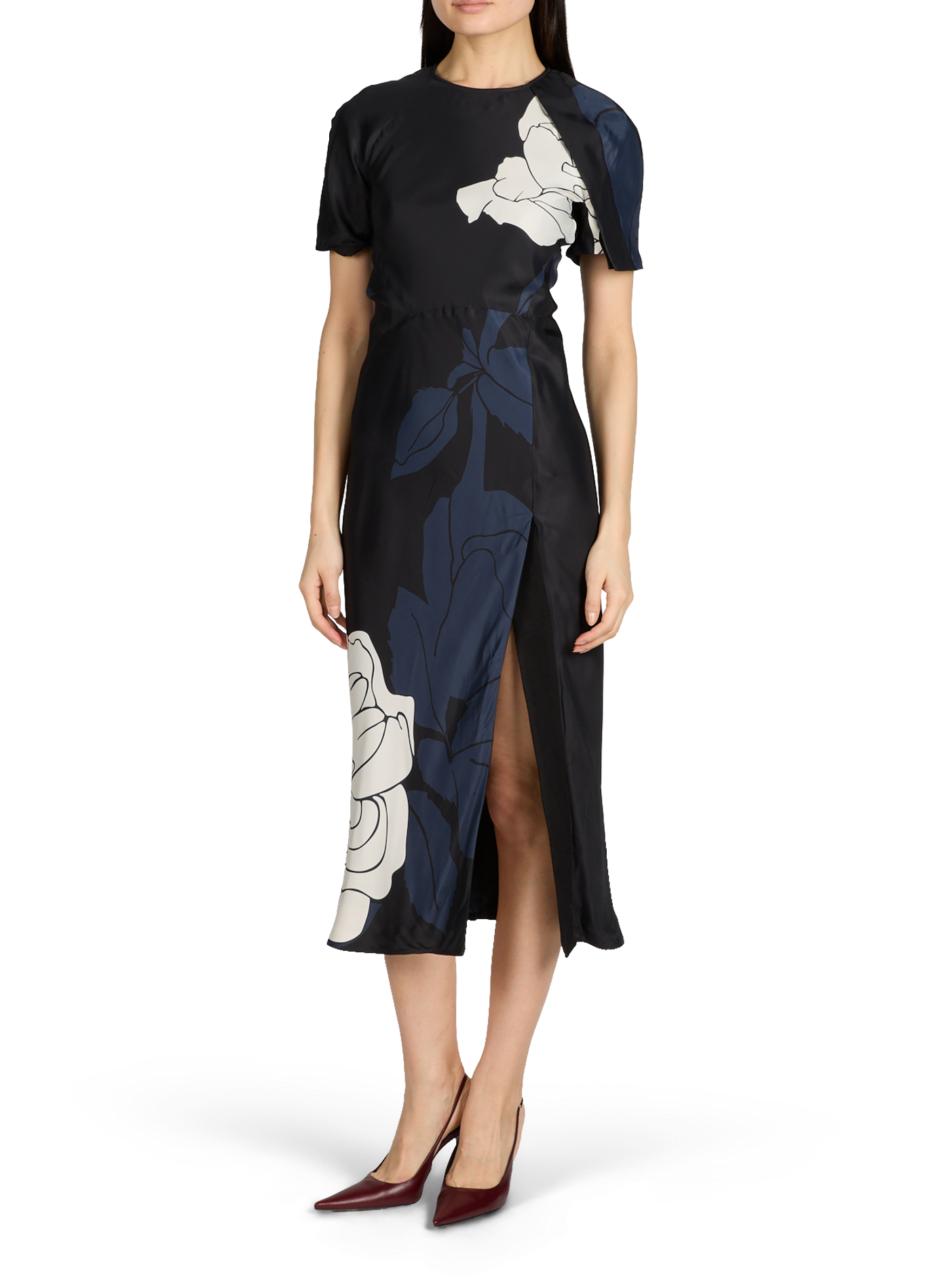 Robe longue manches courtes à col rond VICTORIA BECKHAM Multicolore