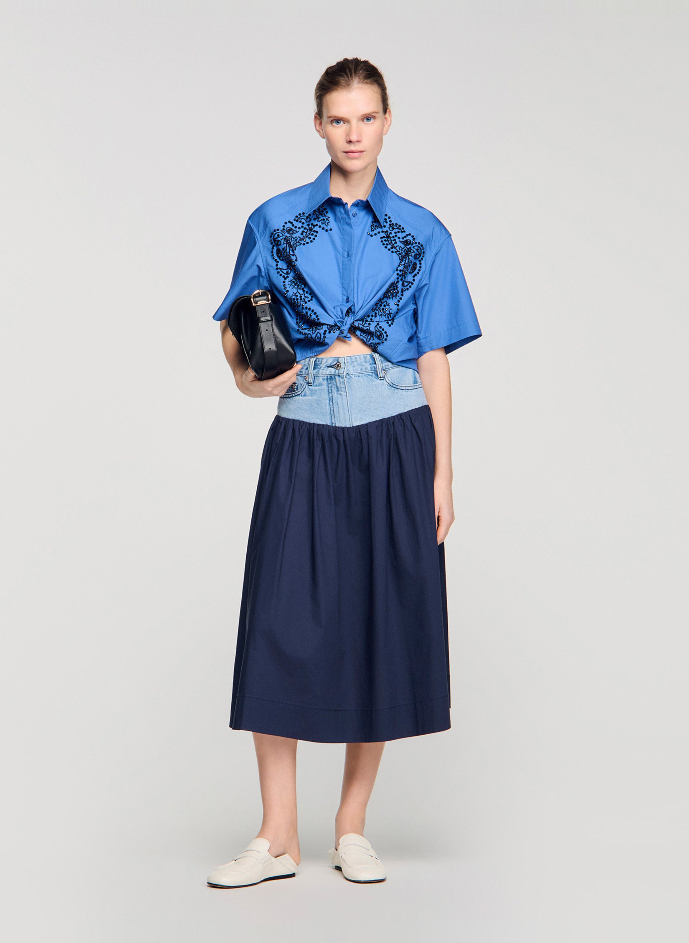 Chemise col classique en coton SANDRO Bleu