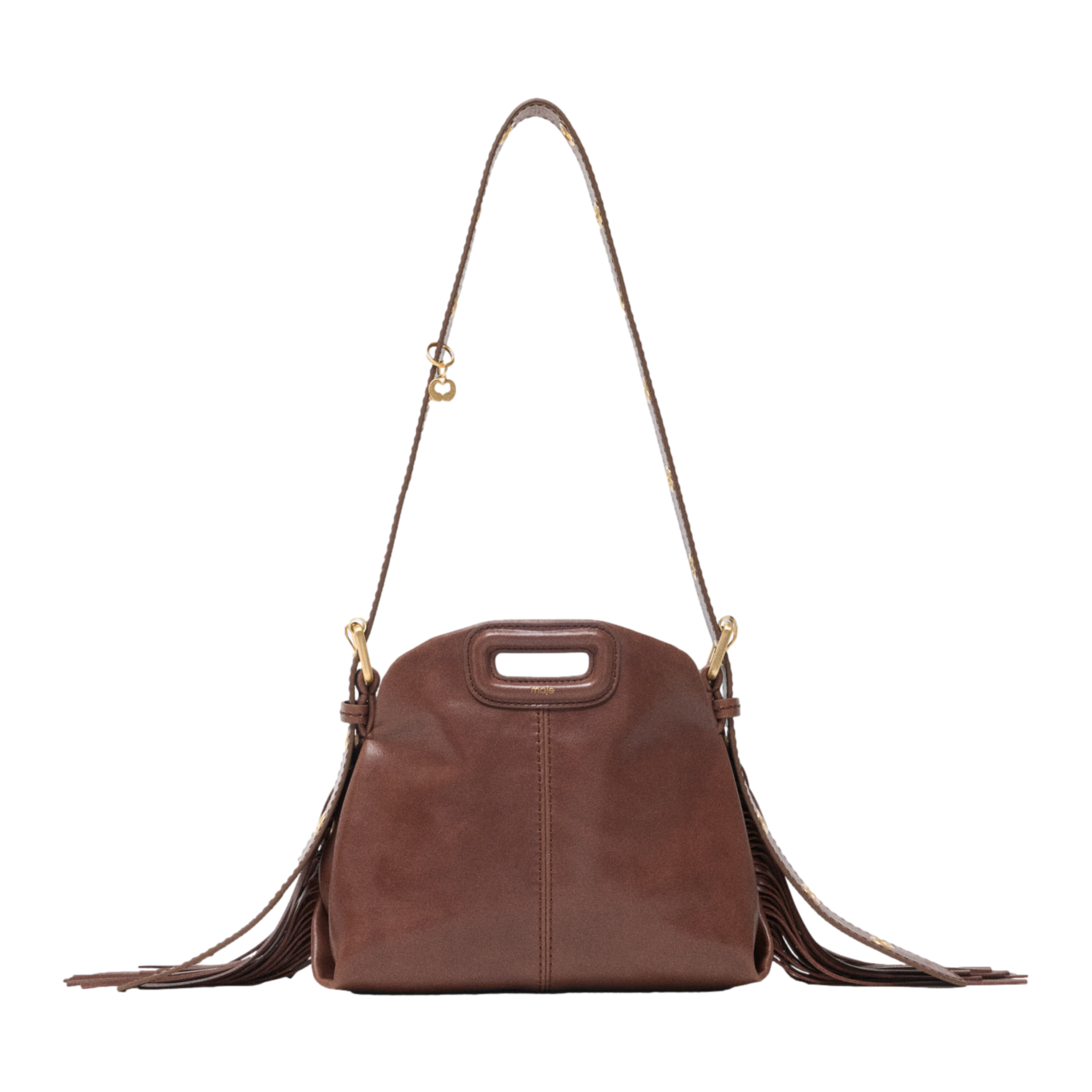 Sac bandoulière en cuir miss m mini MAJE Marron