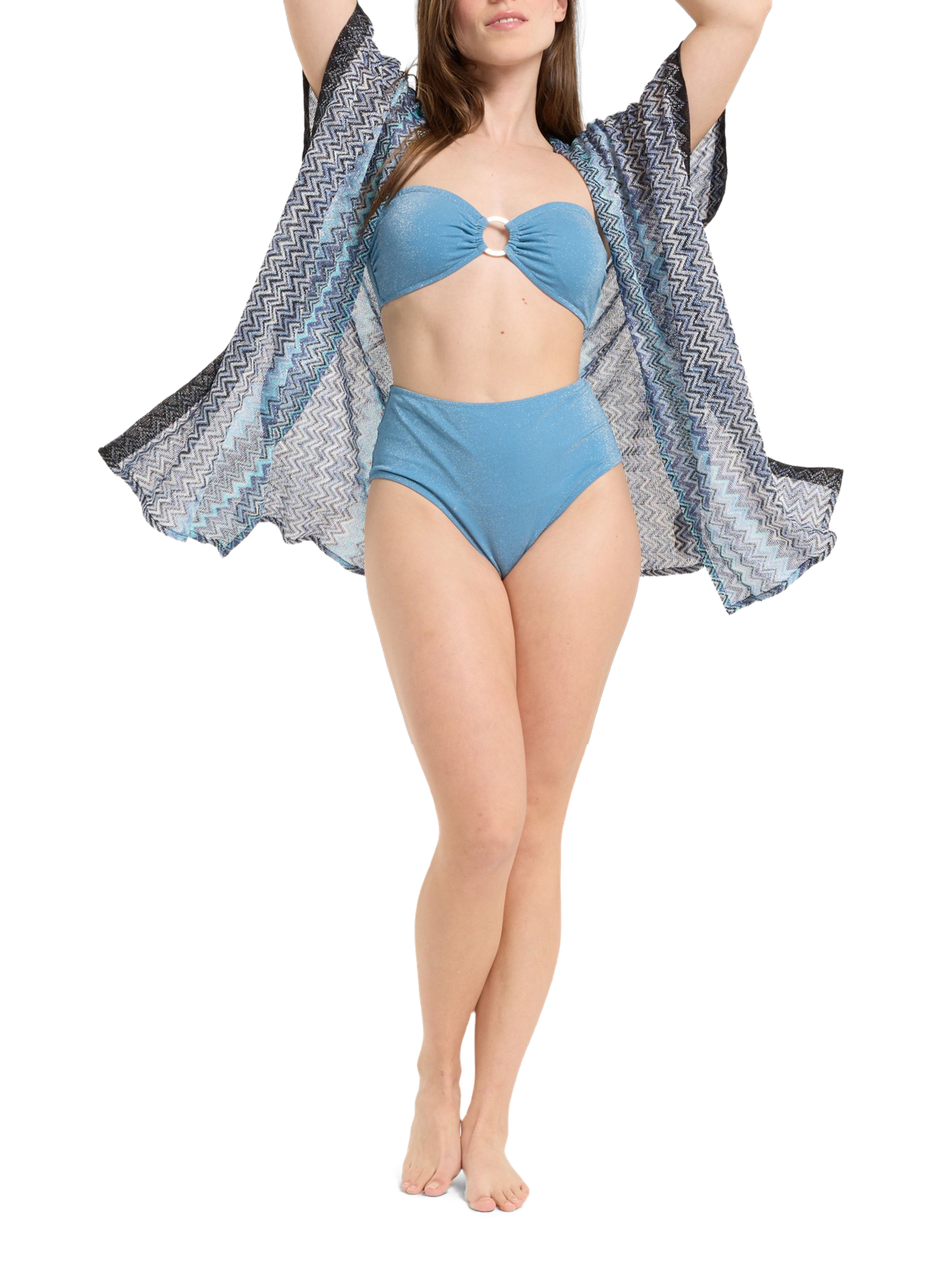 Jacket with pattern and removable belt SAISON 1865 Blue
