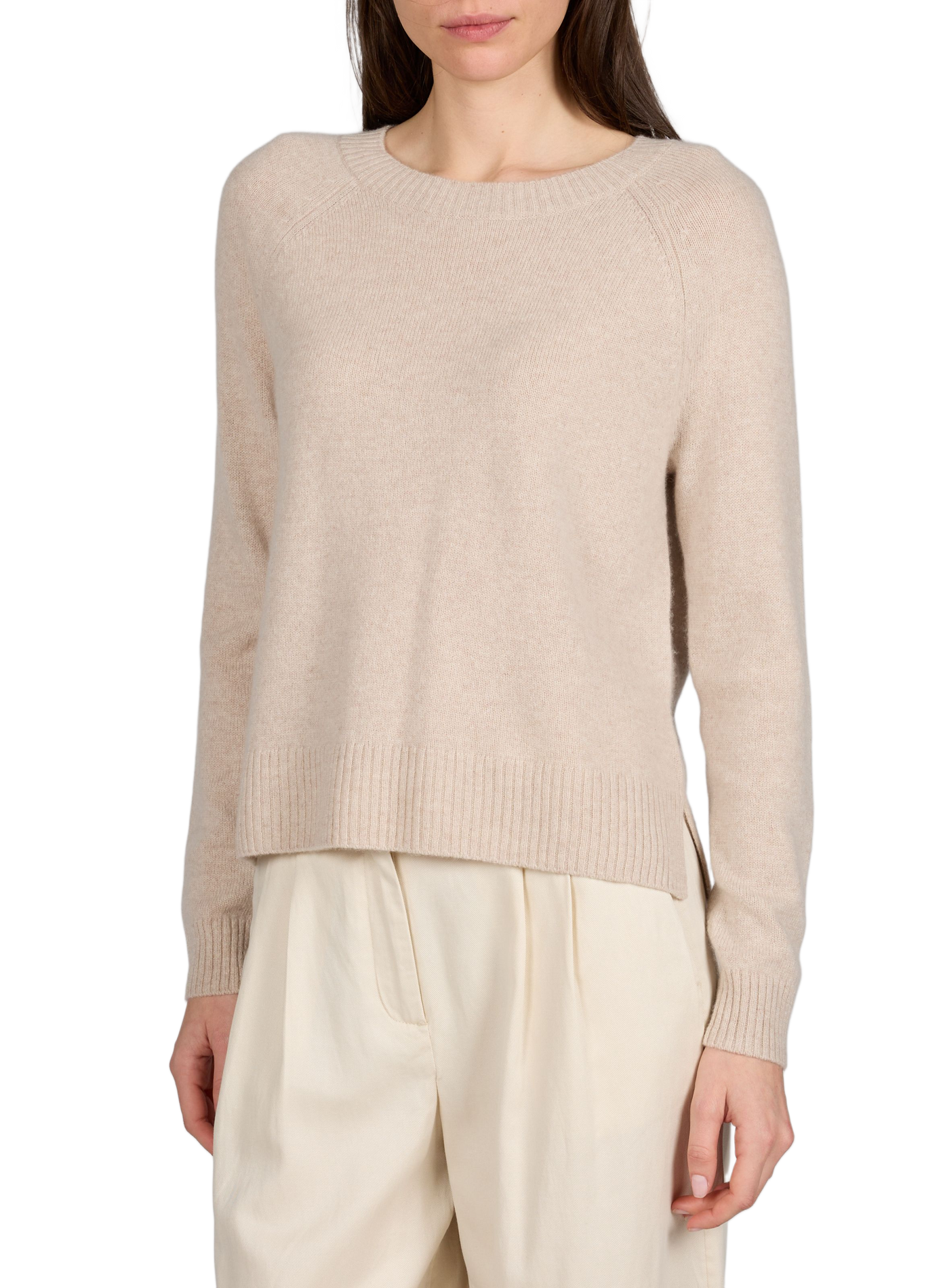 Pull côtelé à col rond en cachemire MAX MARA WEEK END Beige
