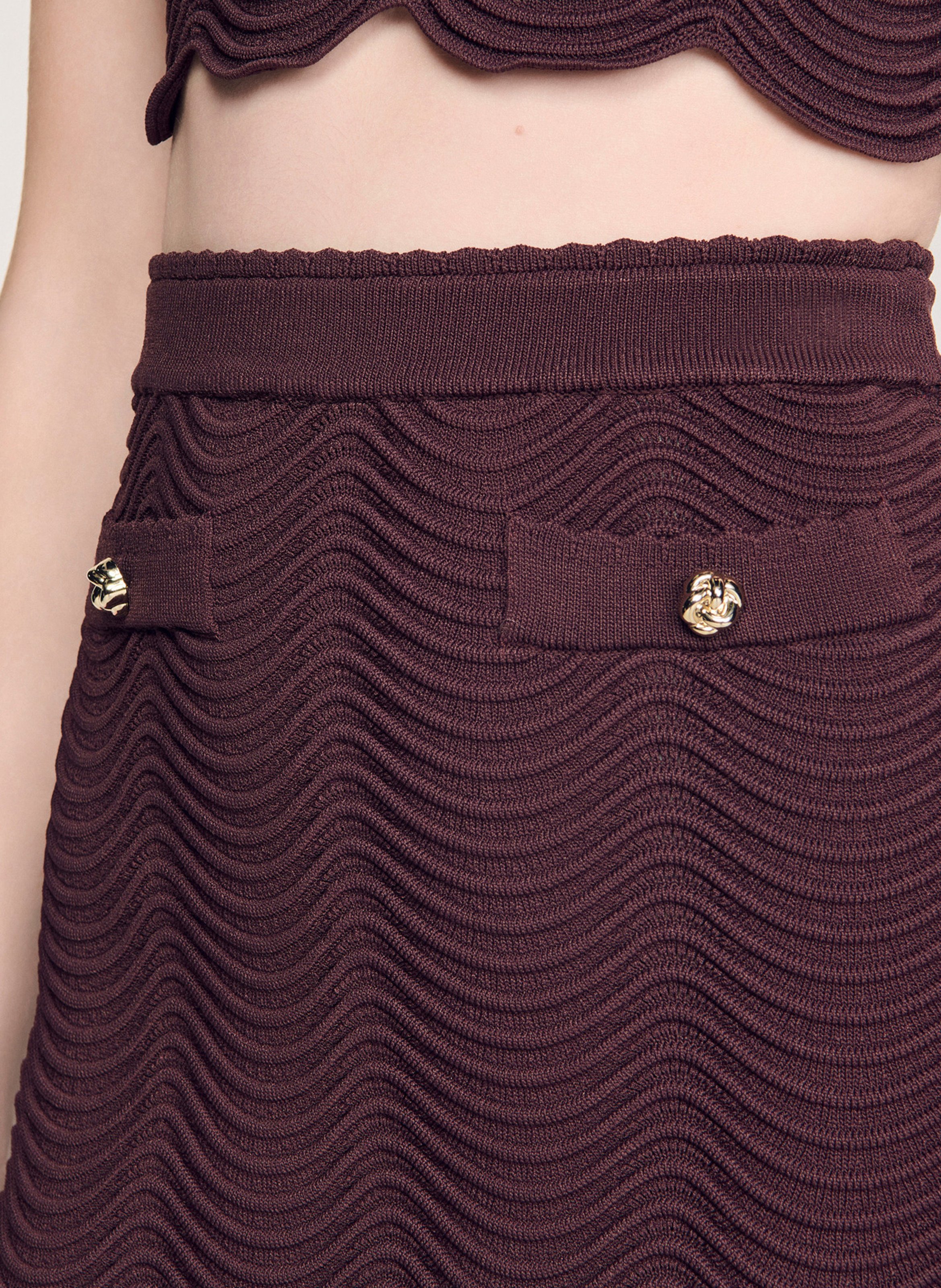 Jupe évasée en maille SANDRO Marron