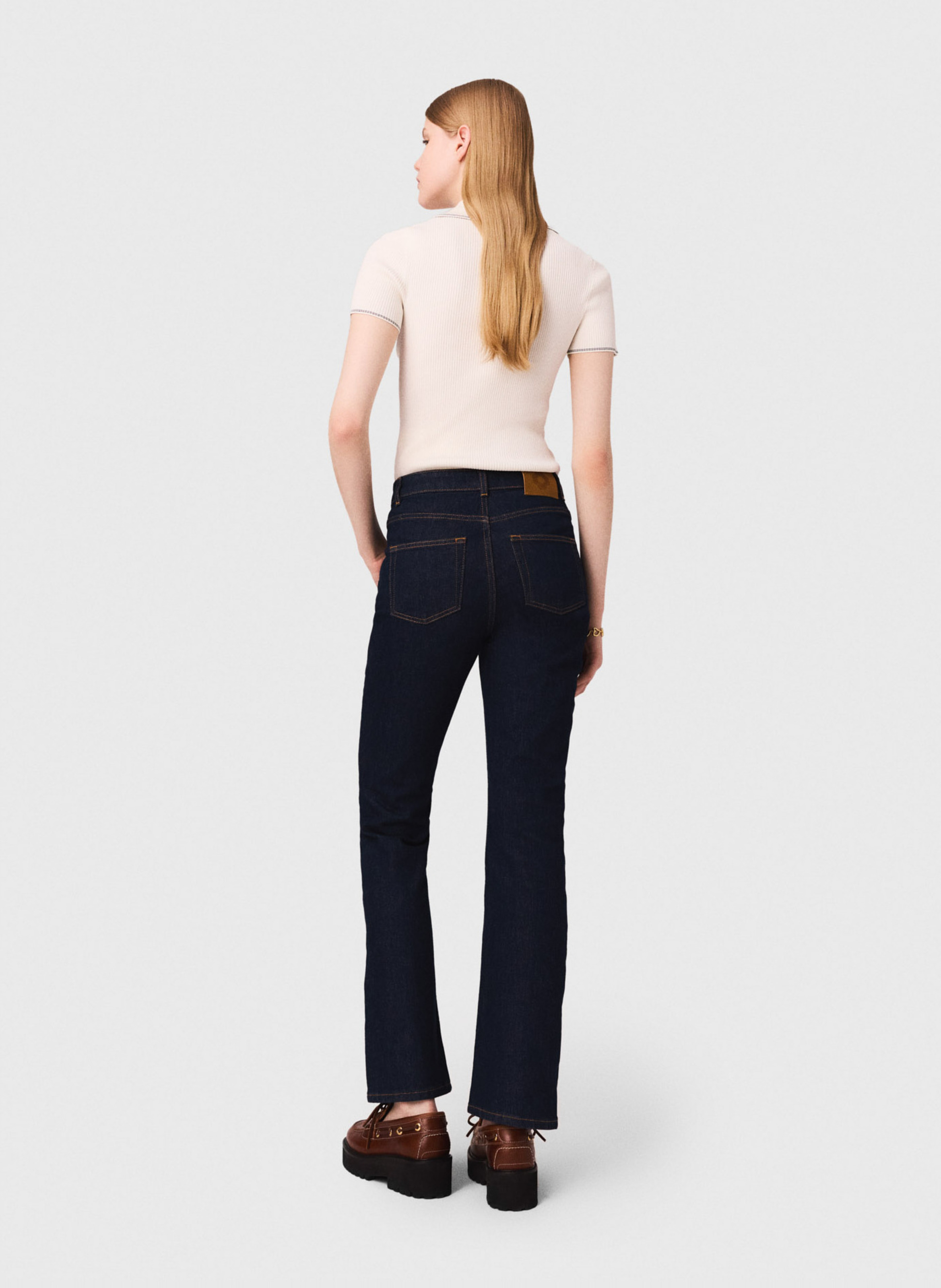 Jean droit taille haute MAJE Bleu