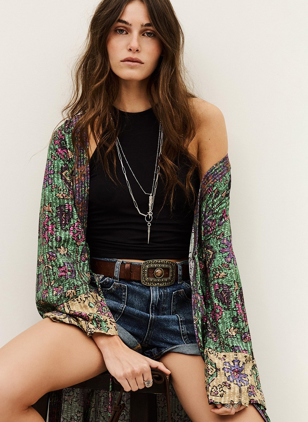 Kimono long imprimé padrig BA&SH Vert