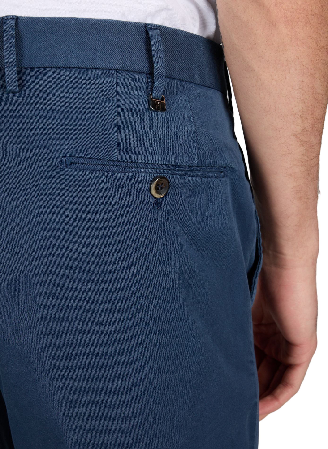 Pantalon slim à plis en coton PT01 Bleu