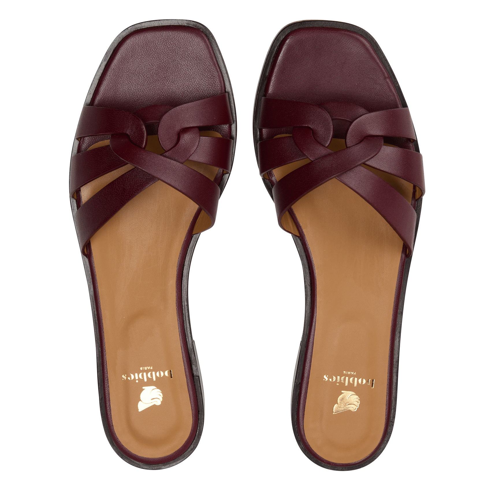 Sandales plates en cuir thaïs BOBBIES Red