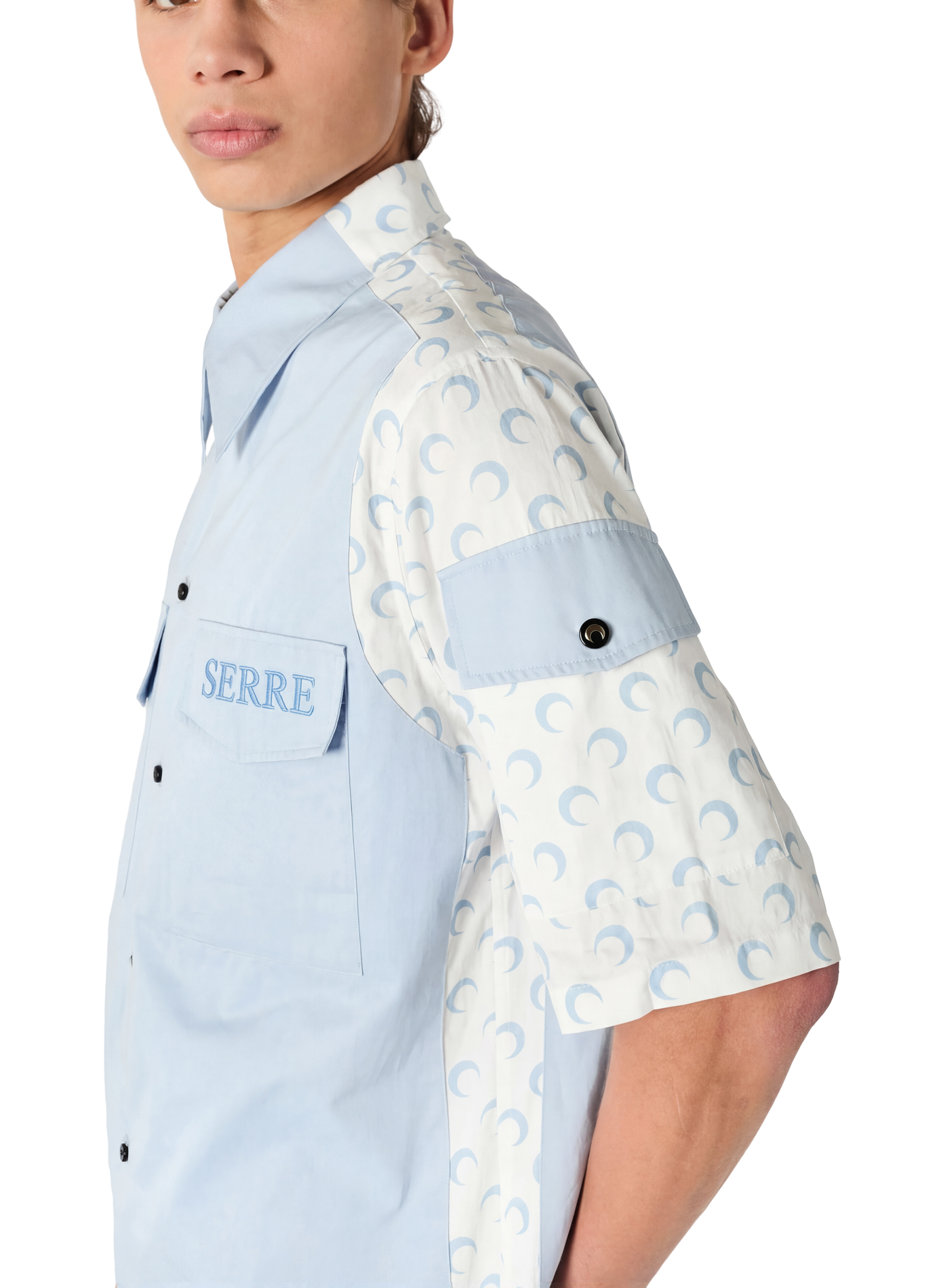 Chemise moon deadstock en popeline contrastée MARINE SERRE Wit