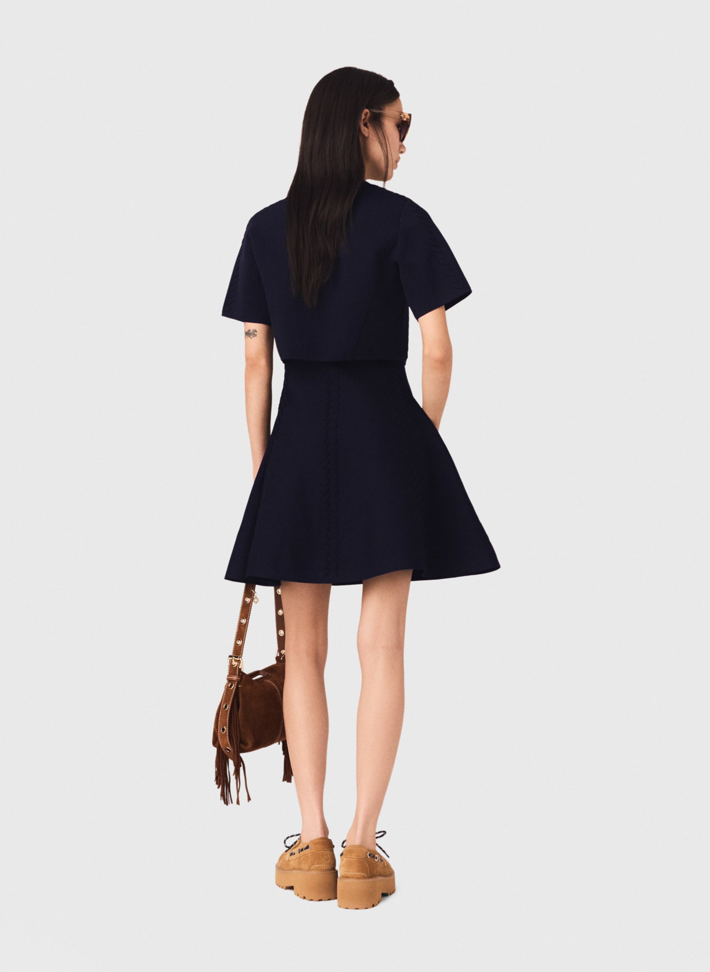 Cardigan court en maille tressée | Bleu MAJE Femme