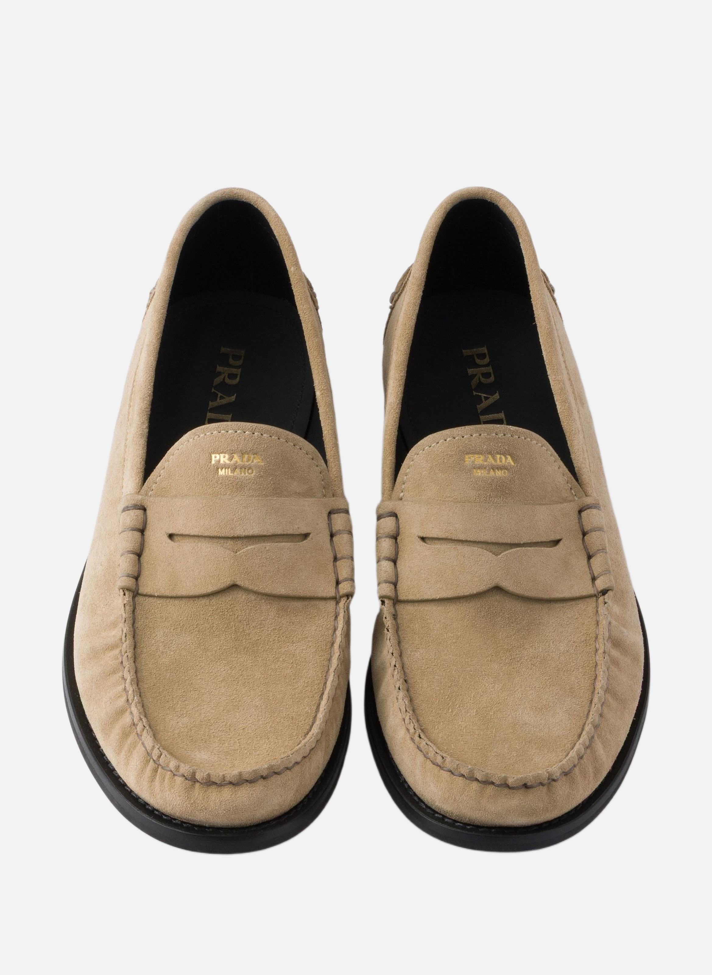 Mocassins en veau velours à l’effet vintage PRADA Beige