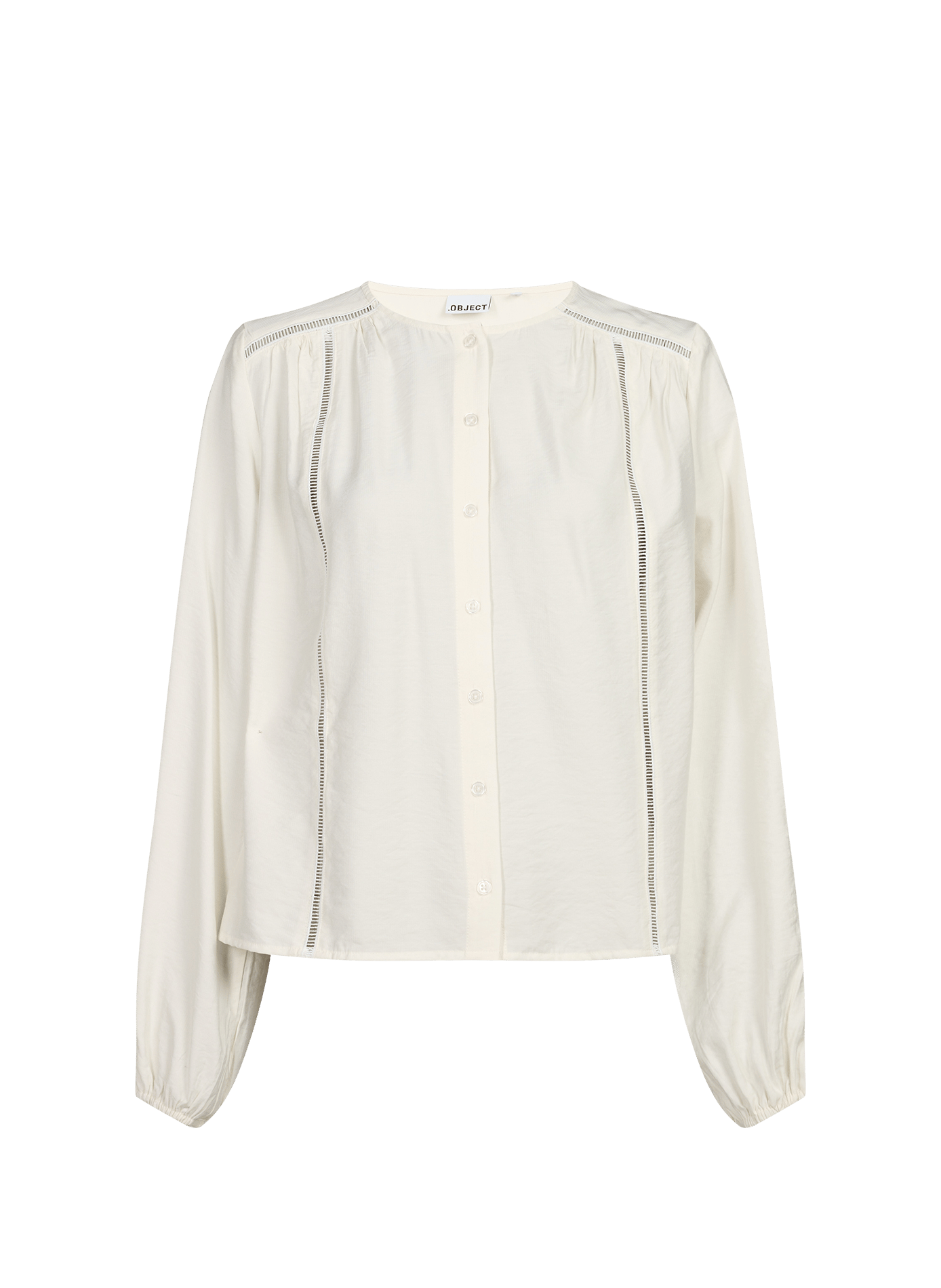 Rechte blouse met ronde hals OBJECT Wit
