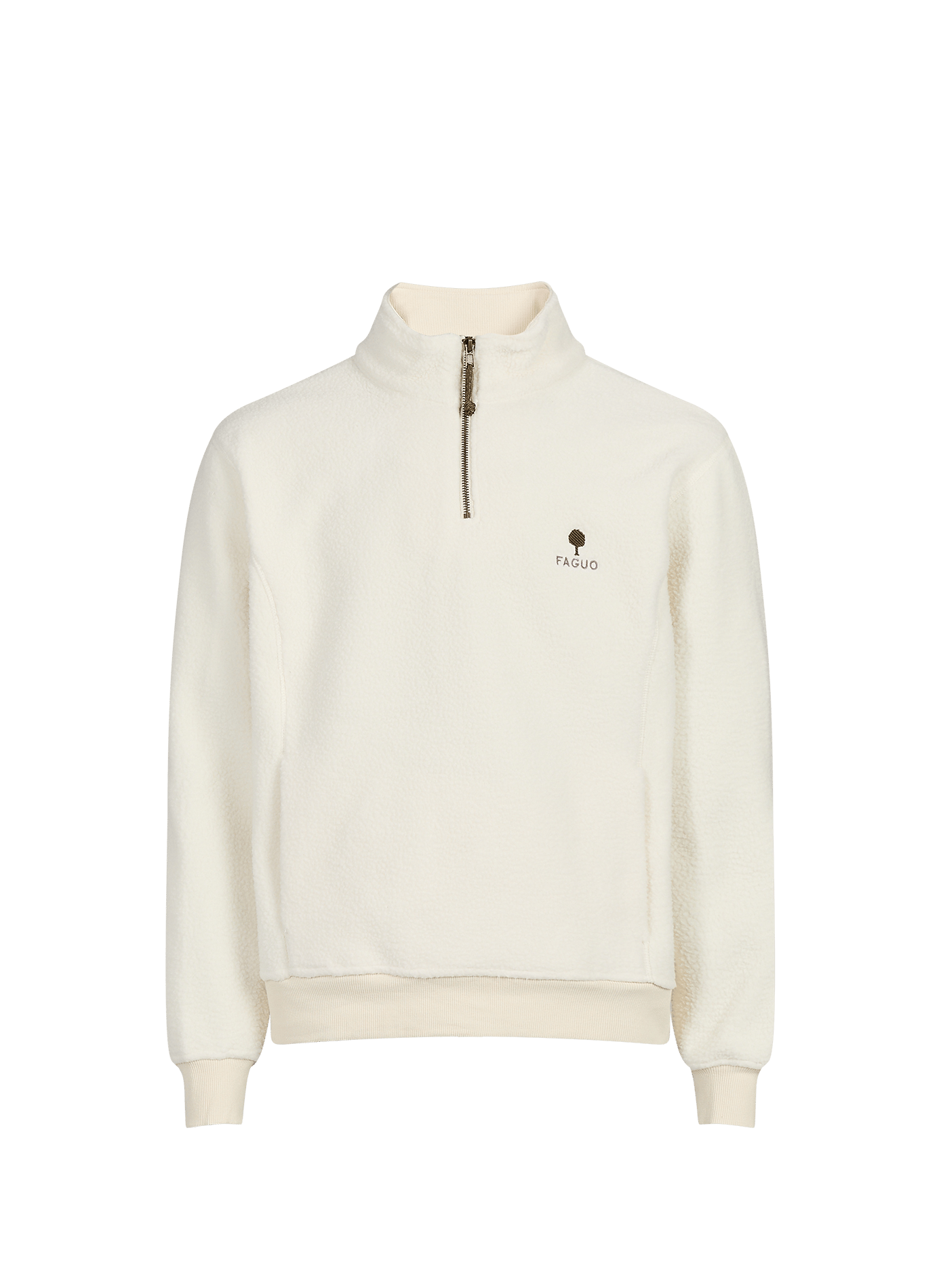 Zippered high-neck solid polar fleece FAGUO Beige