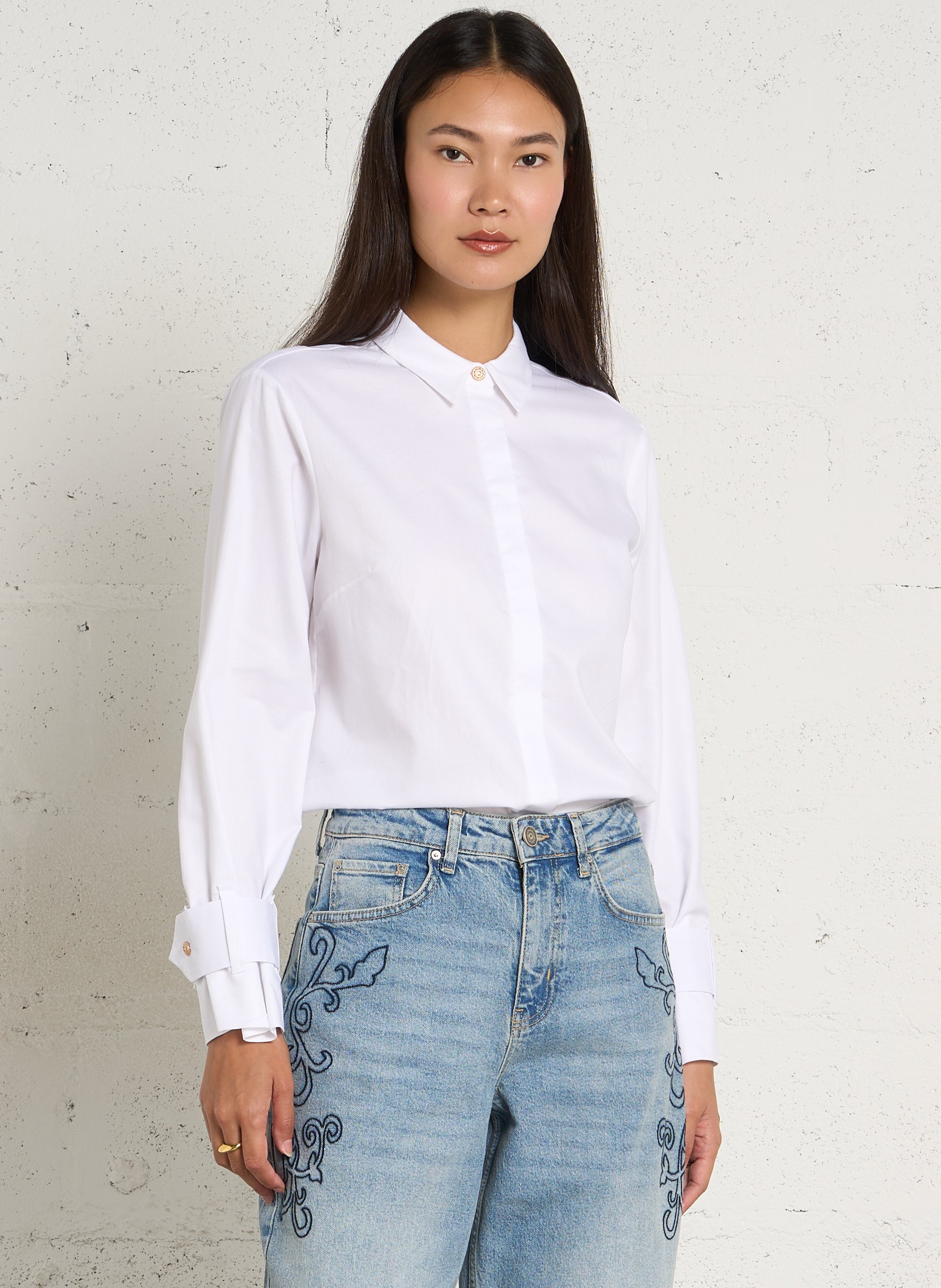 Chemise droite en coton maxime MAISON 123 Blanc