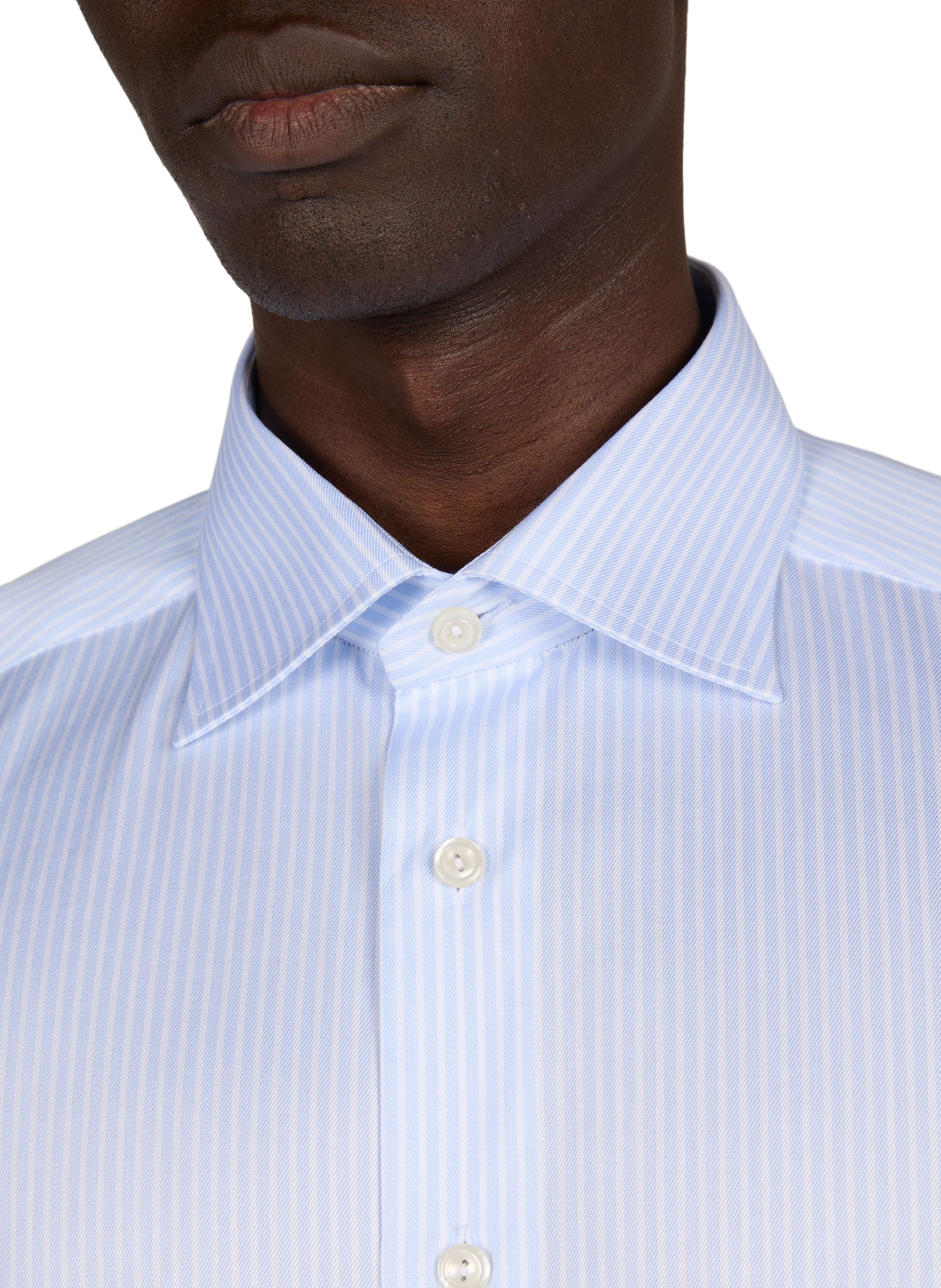 Straight classic collar shirt in striped cotton ETON Blue
