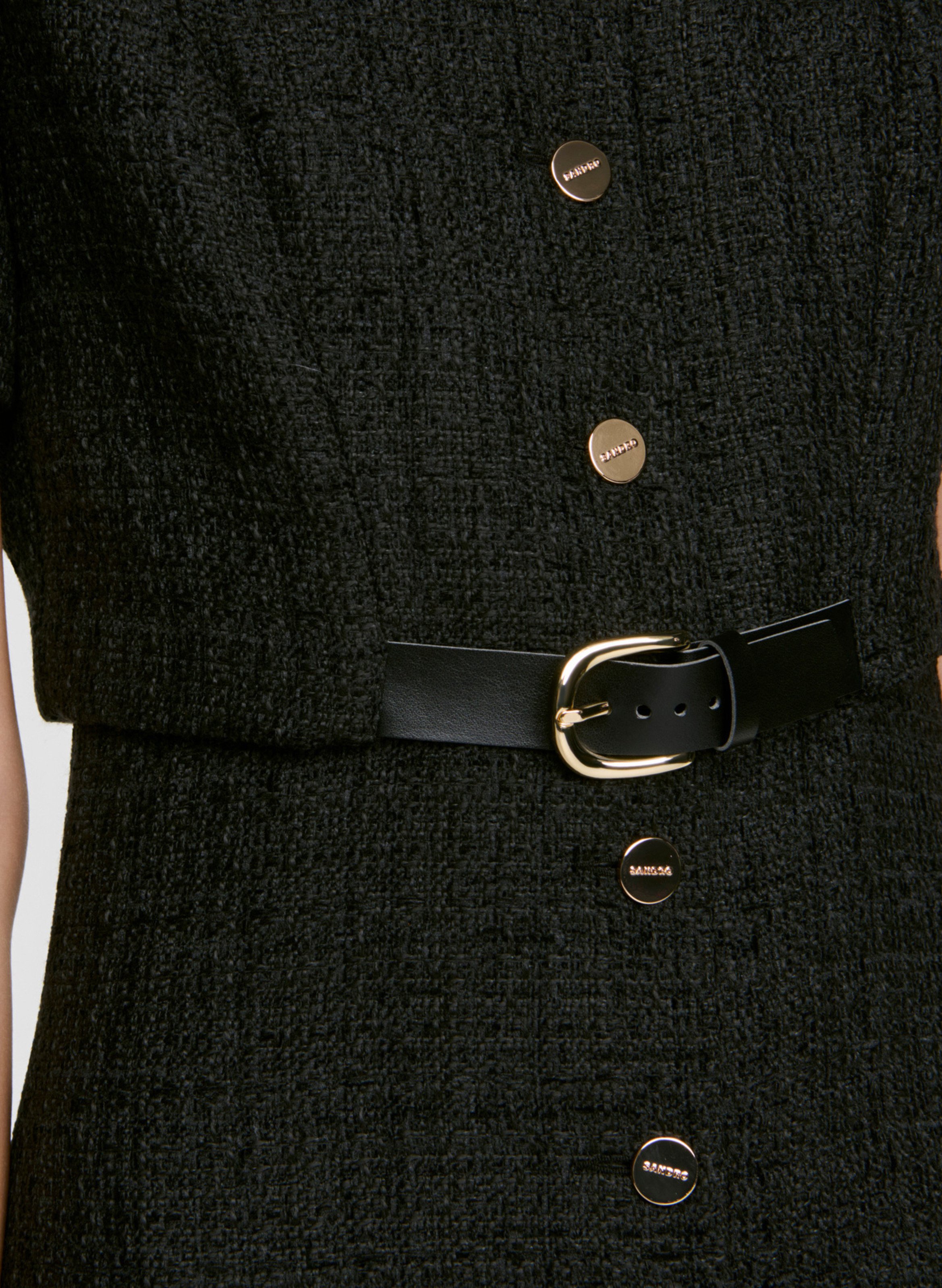 Robe courte droite en tweed SANDRO Noir
