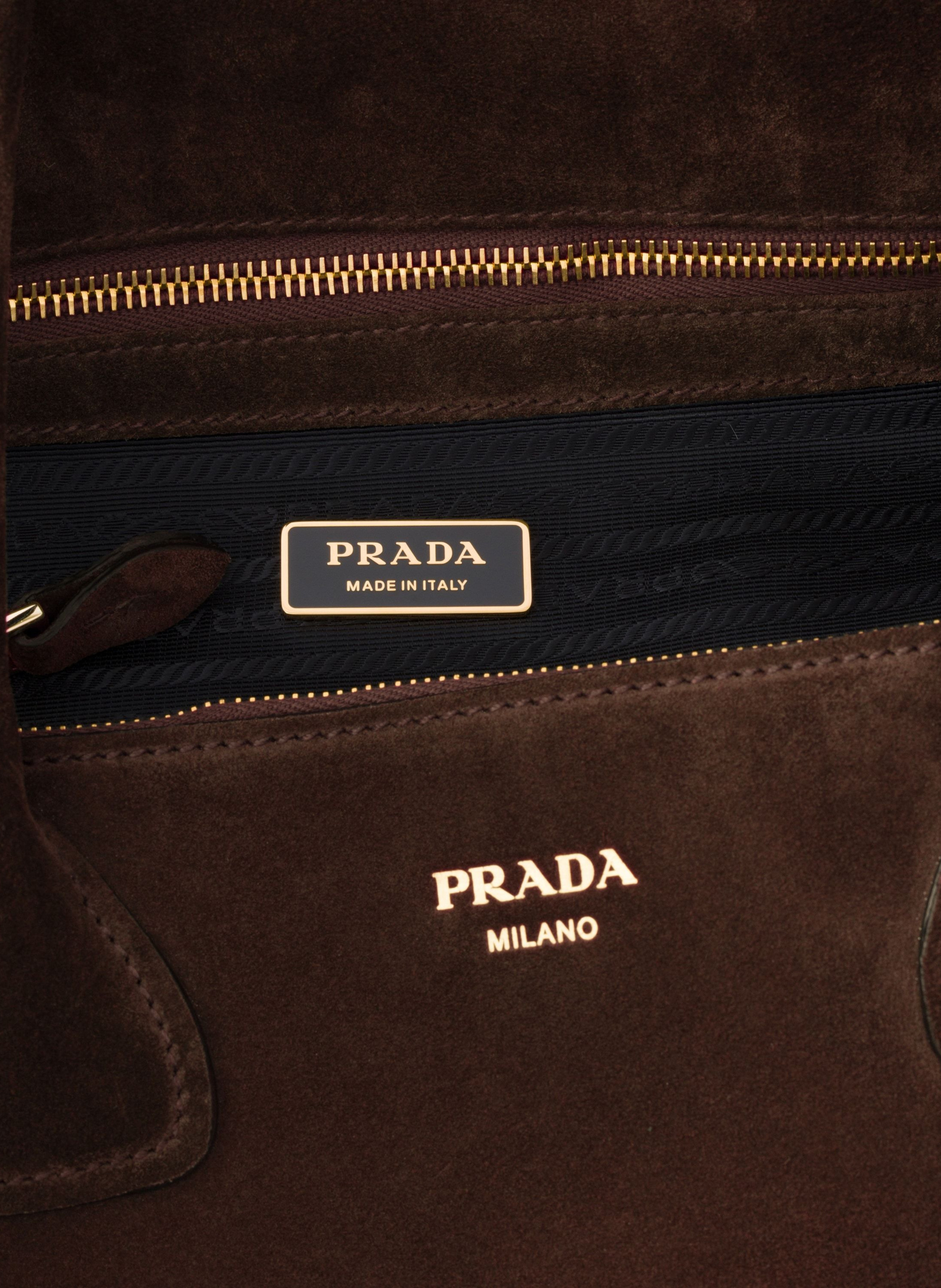 Grand cabas en veau velours PRADA Marron