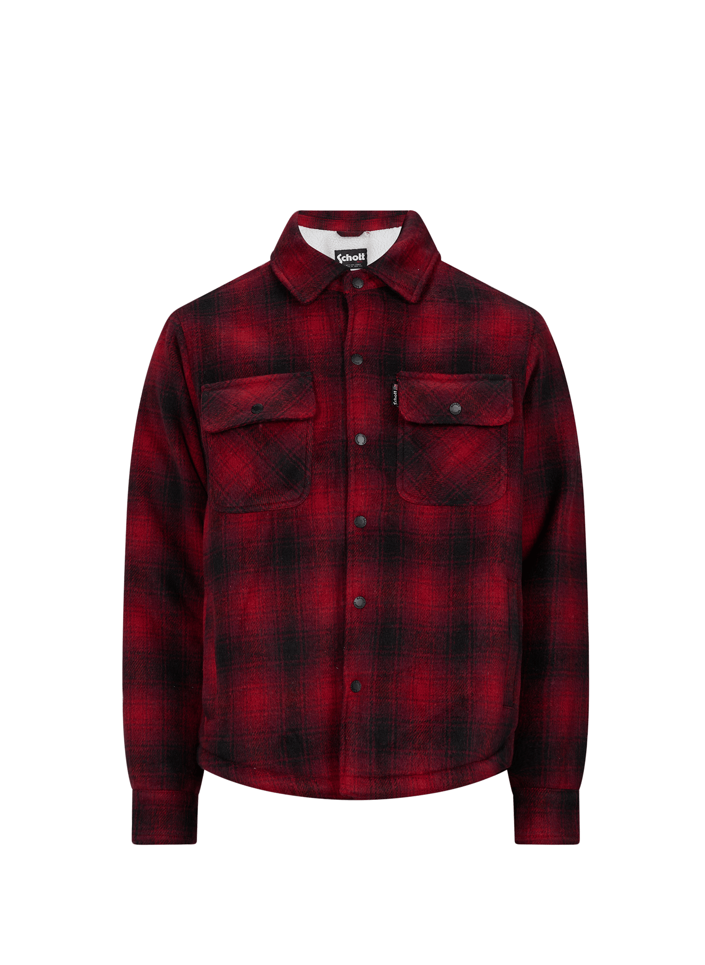 Veste droite col classique à carreaux SCHOTT Rouge