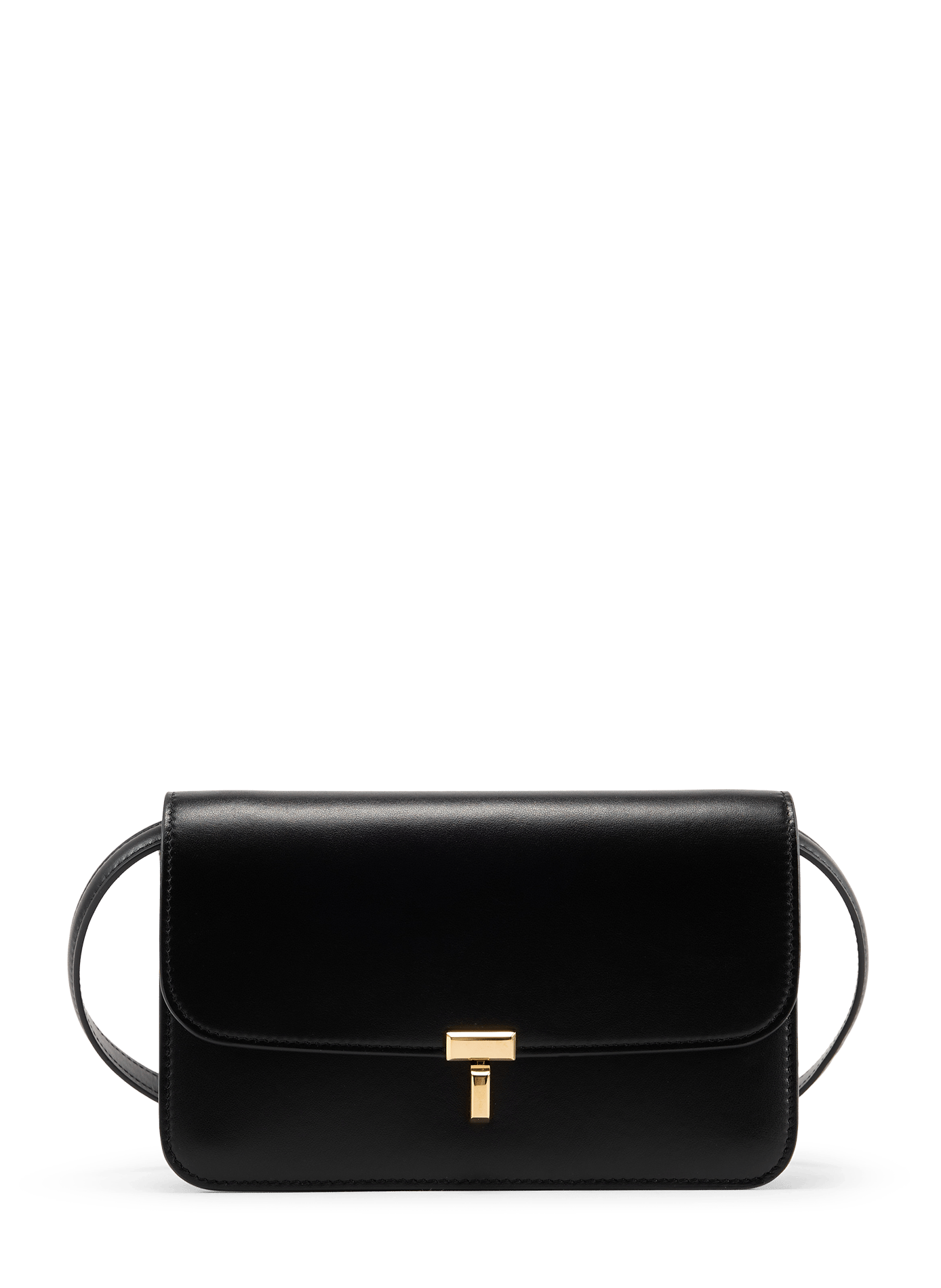 Textured Leather Shoulder Bag  Black